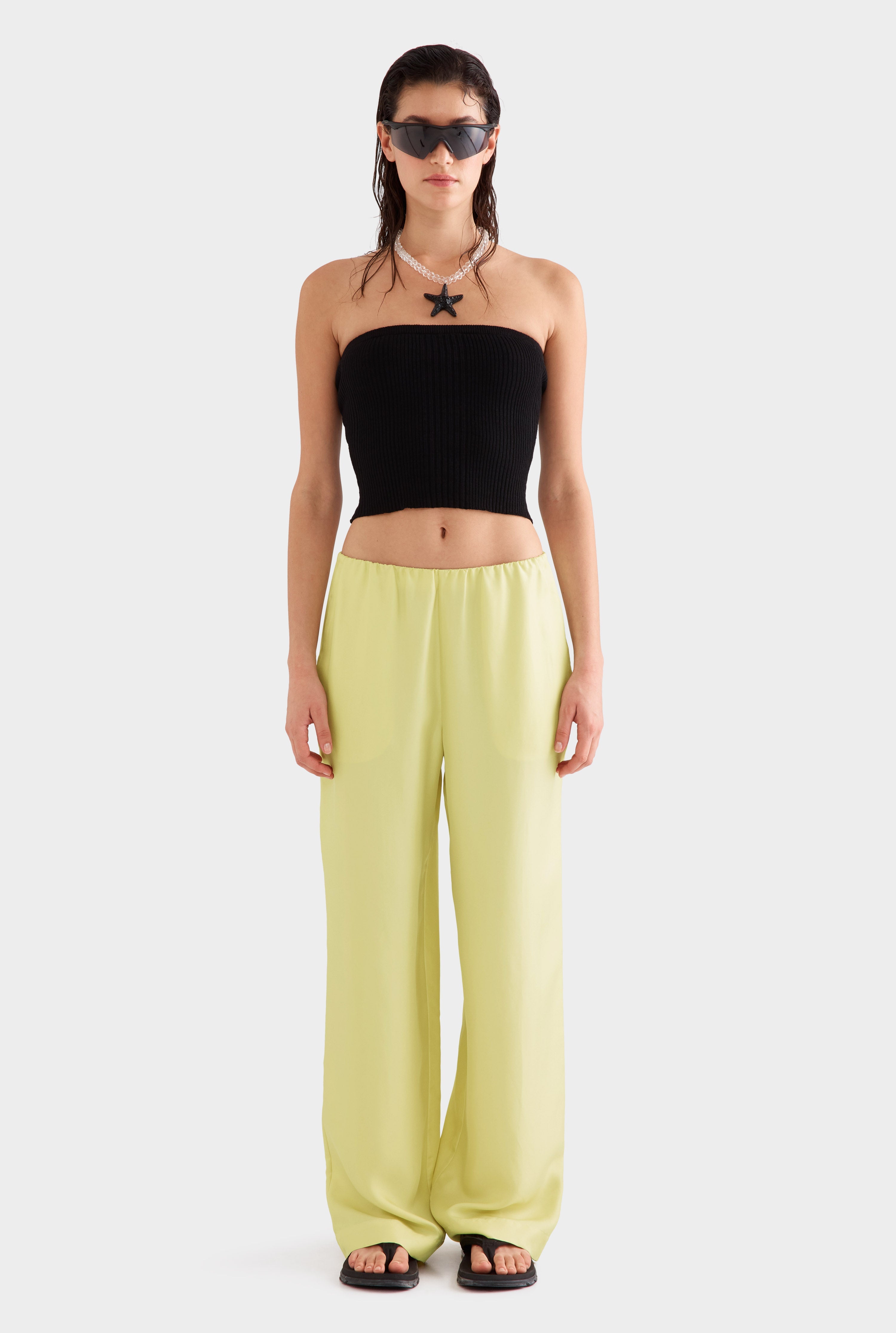 Silk Relaxed Pant -  Lemongrass