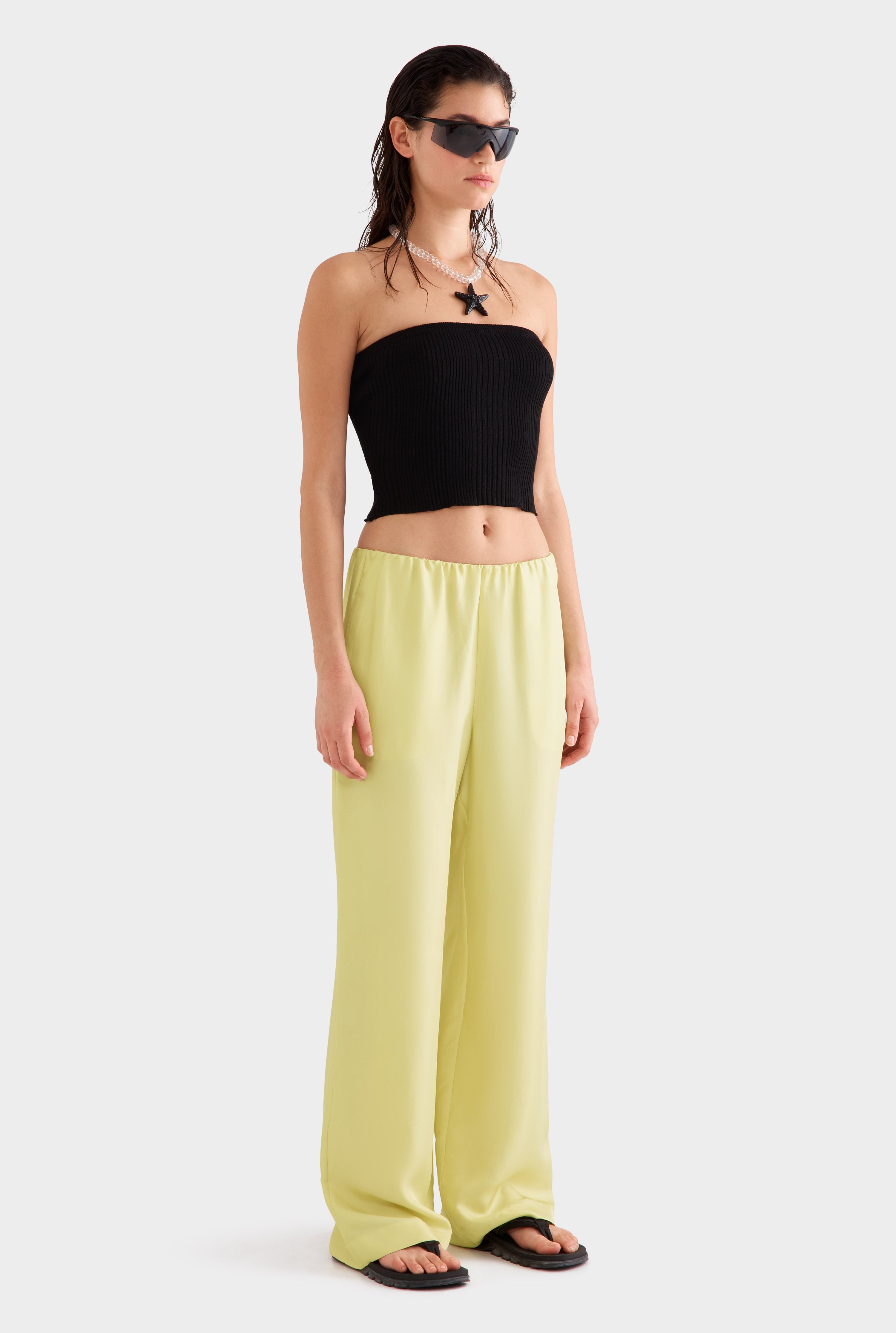 Silk Relaxed Pant -  Lemongrass