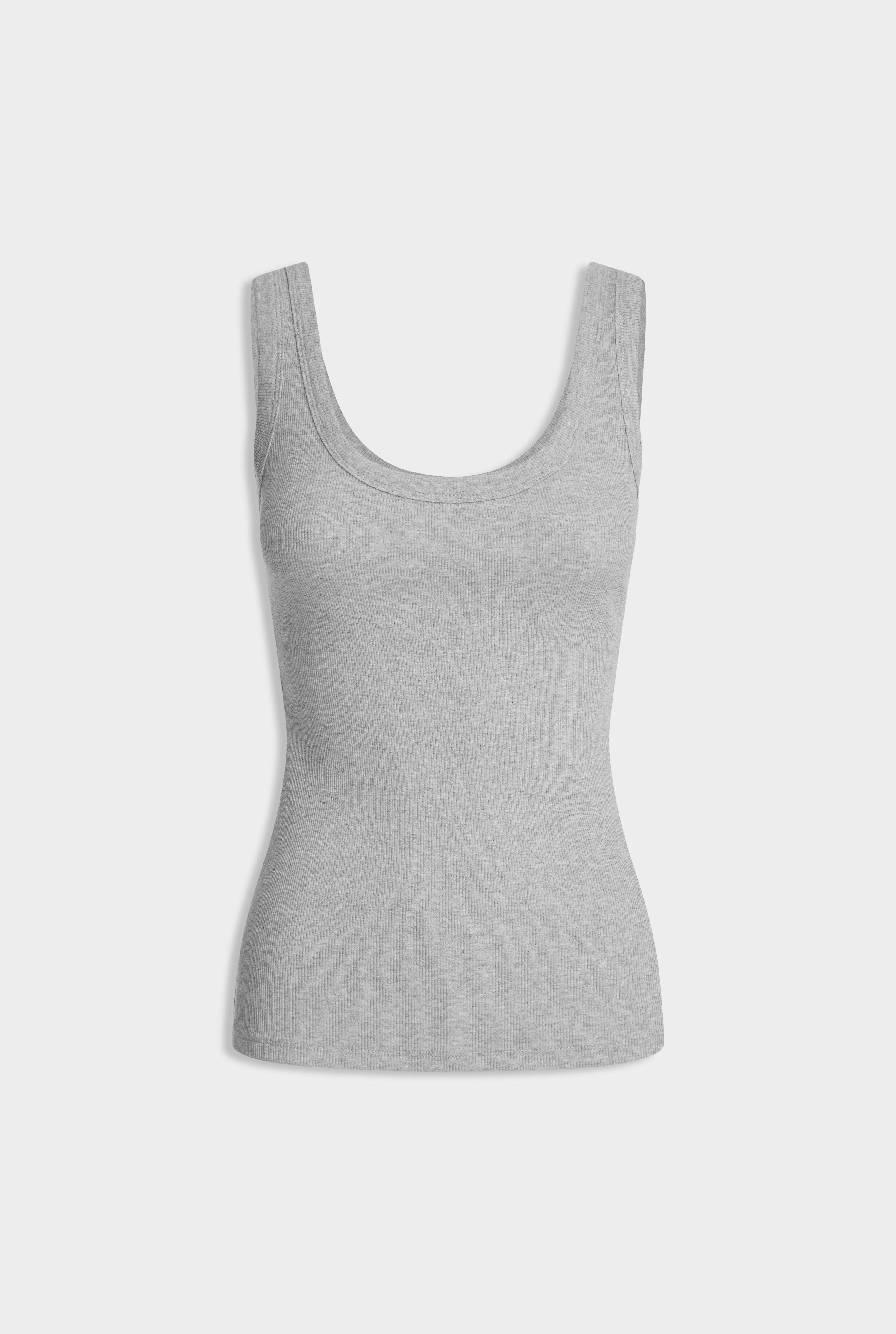 Scoop Neck Rib Tank - Grey Marl