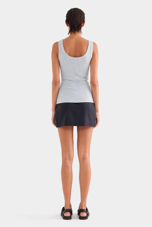 Scoop Neck Rib Tank - Grey Marl