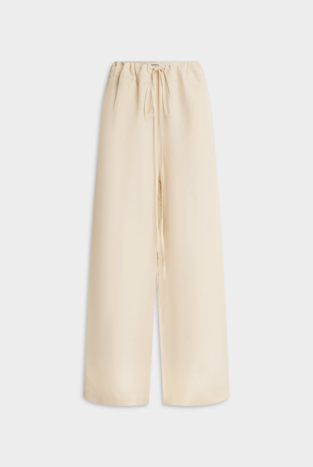 Silk Linen Paperbag Pant - Dusty Yellow