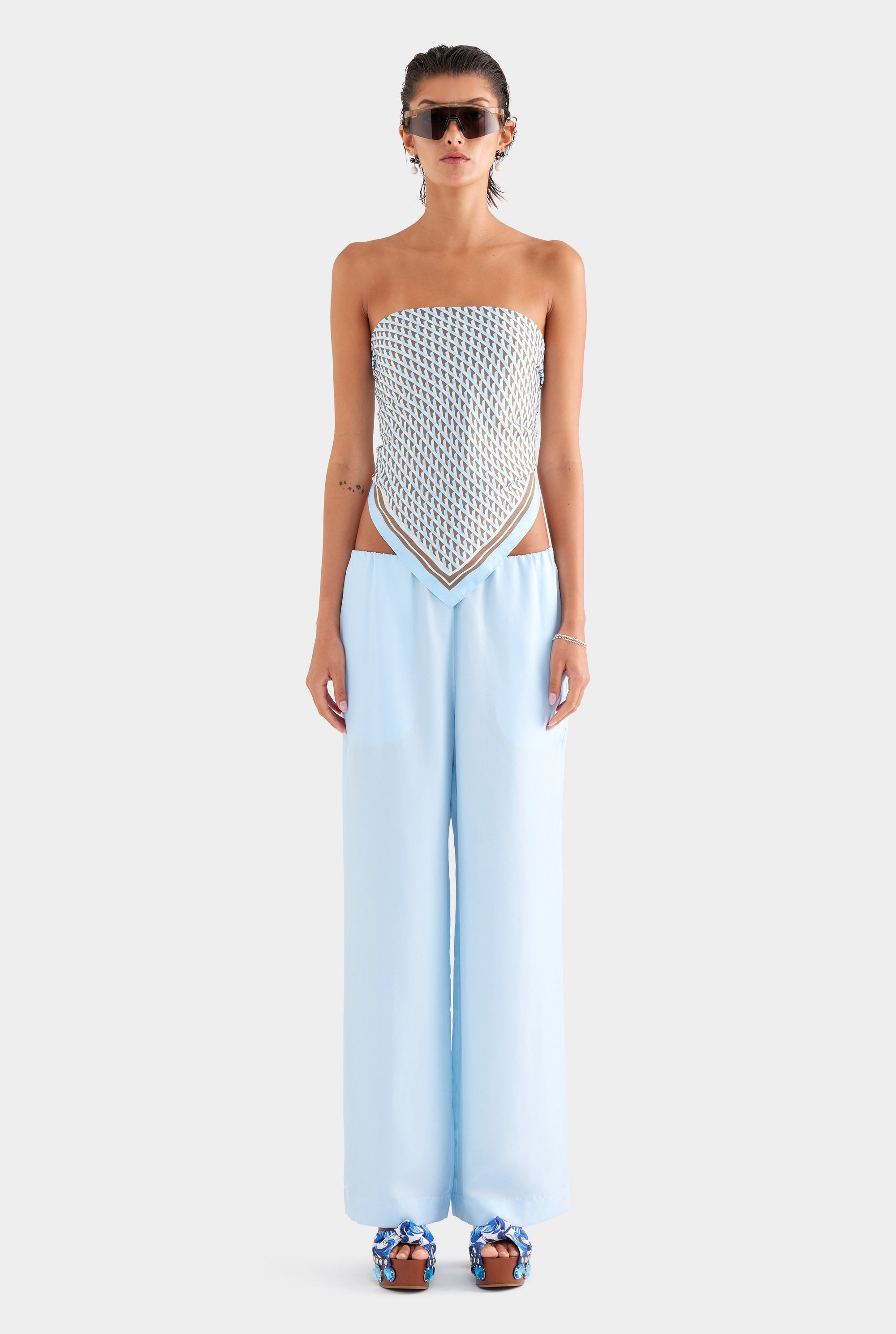 Silk Relaxed Pant - Powder Blue