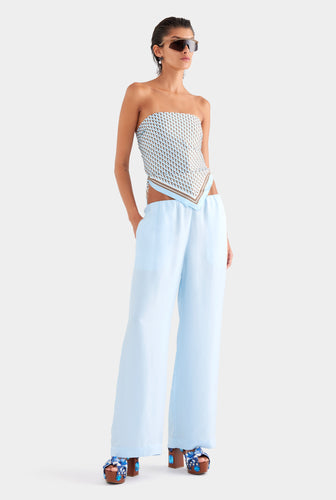 Silk Relaxed Pant - Powder Blue