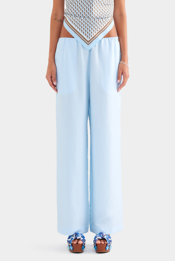 Silk Relaxed Pant - Powder Blue