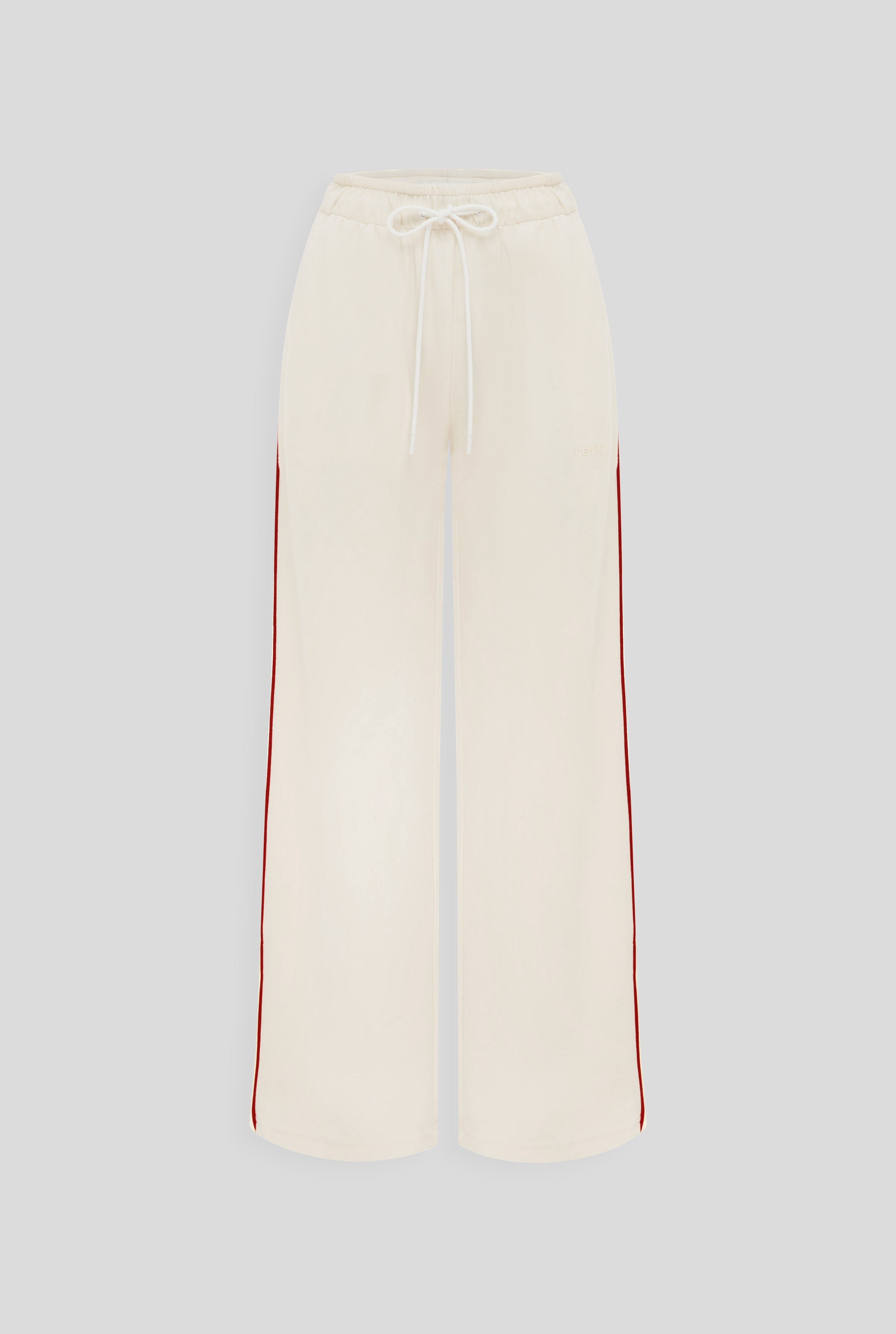 Wide Leg Track Pant - Cream/Red