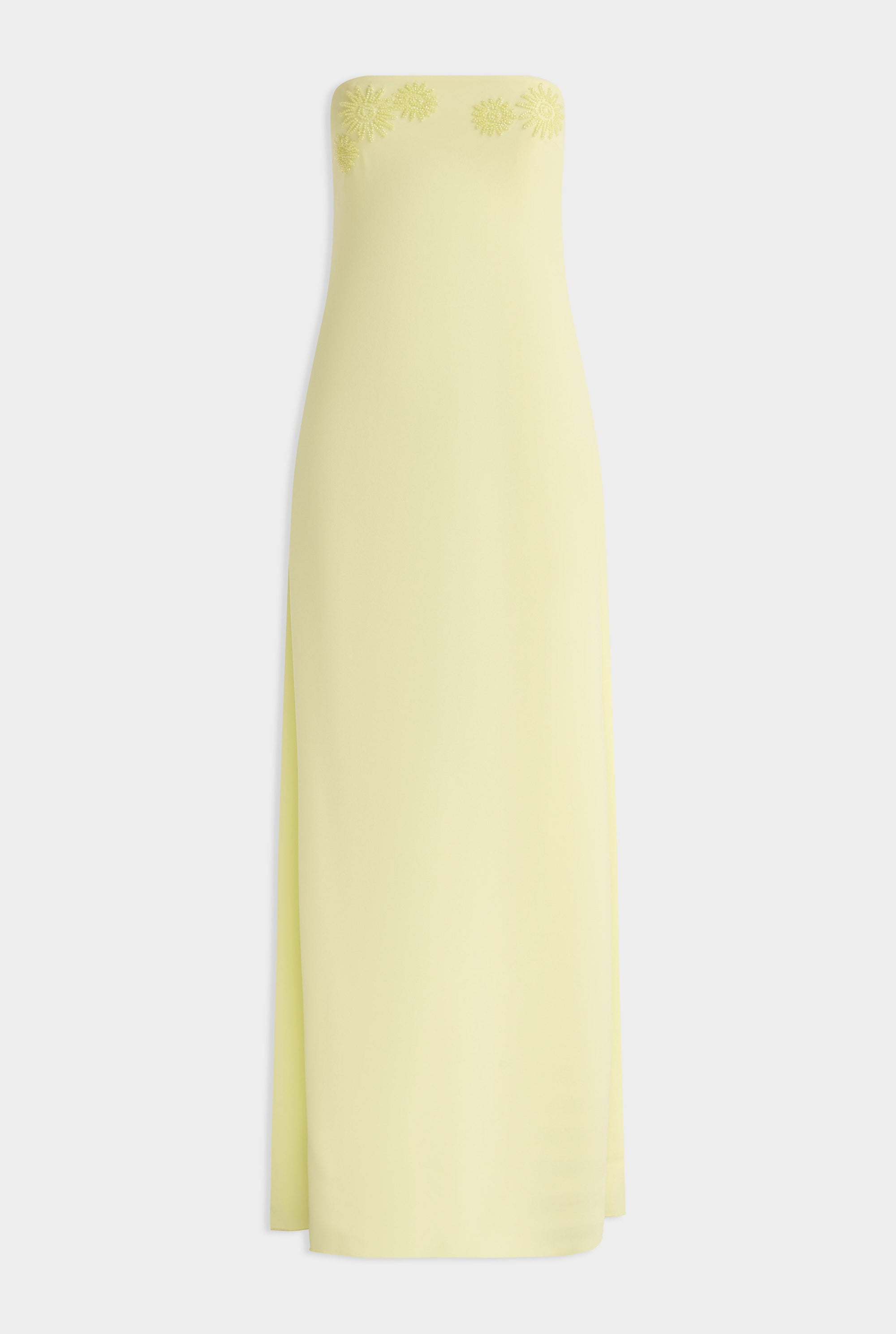 Beaded Strapless Maxi Dress - Pastel Yellow