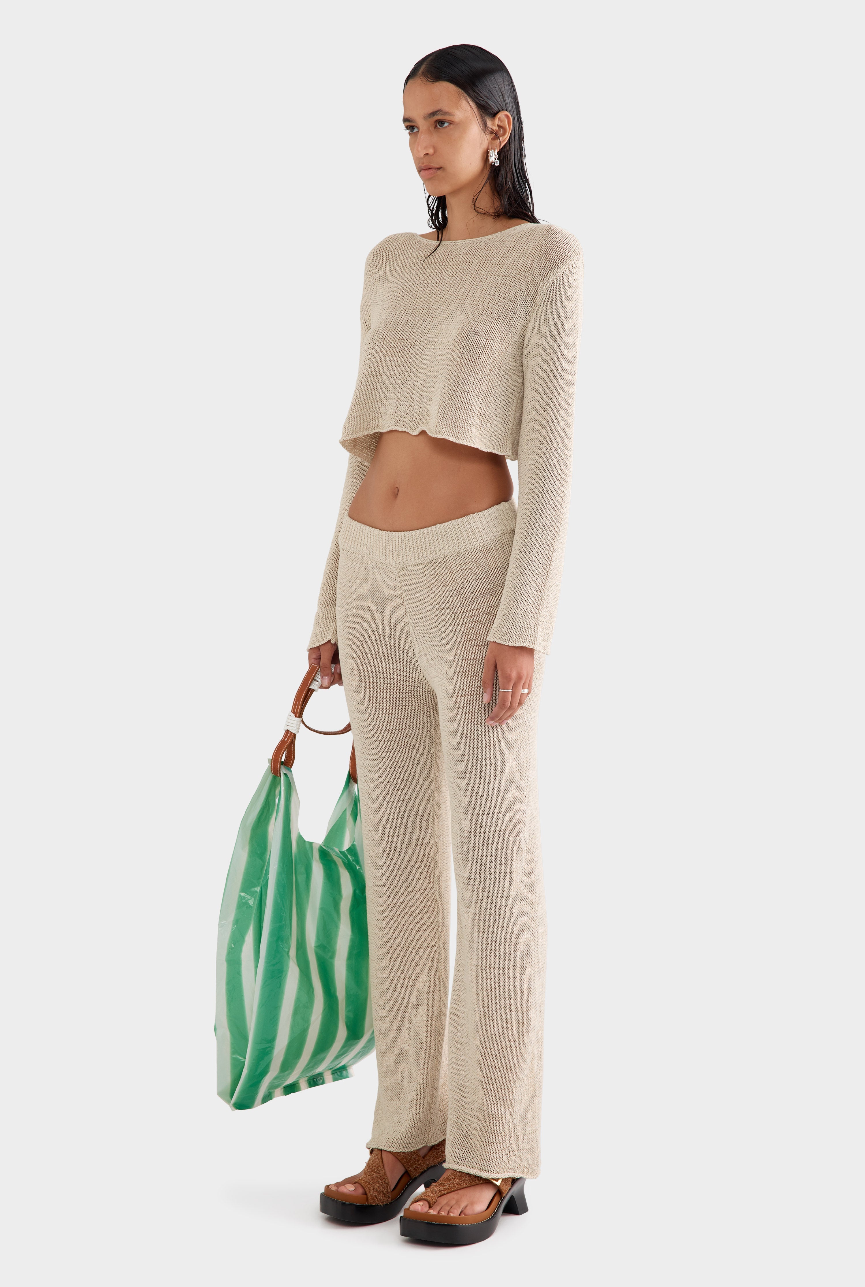 Gauze Knit Pant - Sand