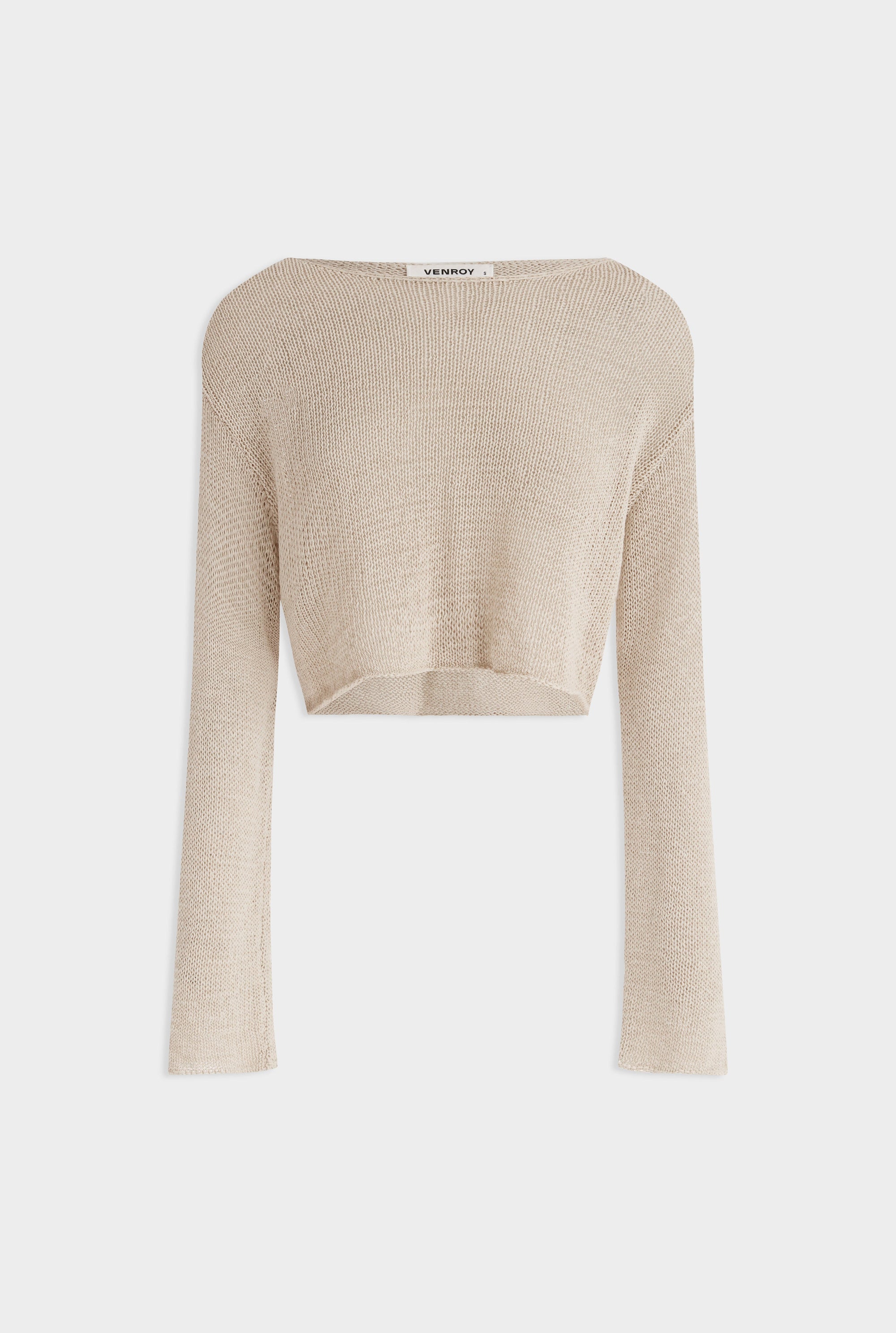 Boat Neck Gauze Knit Sweater - Sand