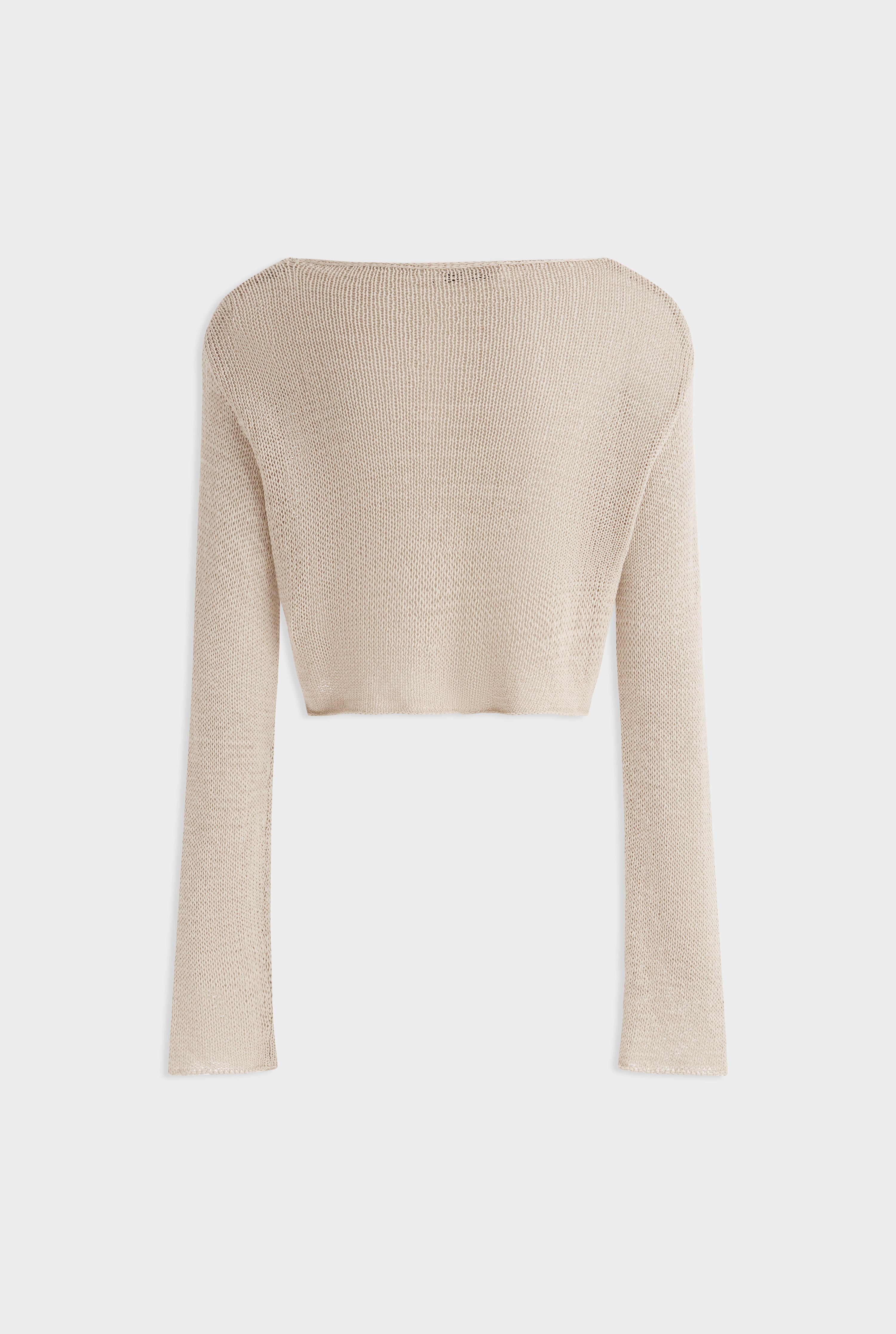 Boat Neck Gauze Knit Sweater - Sand