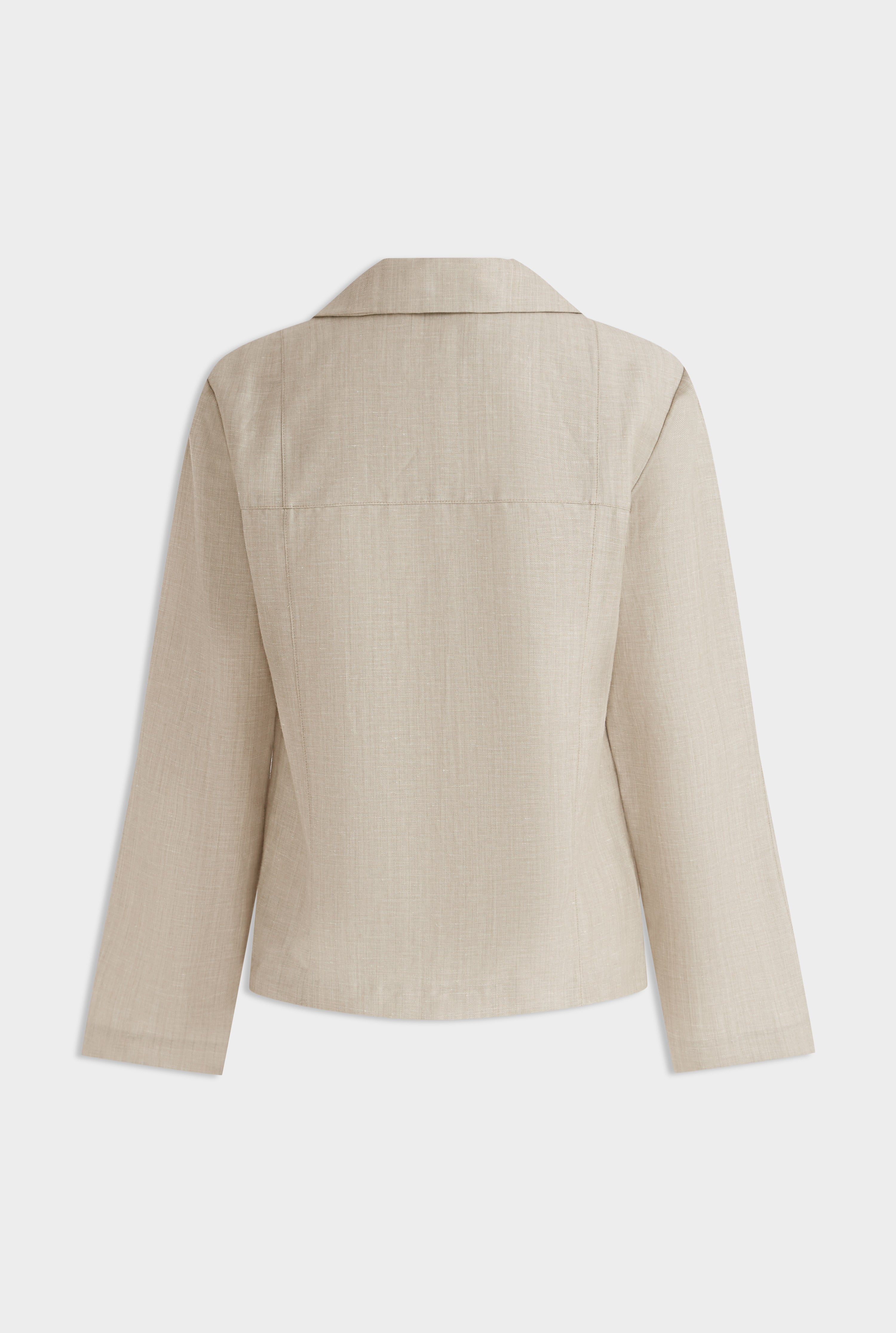 Collared Linen Wool Top - Sage Marl