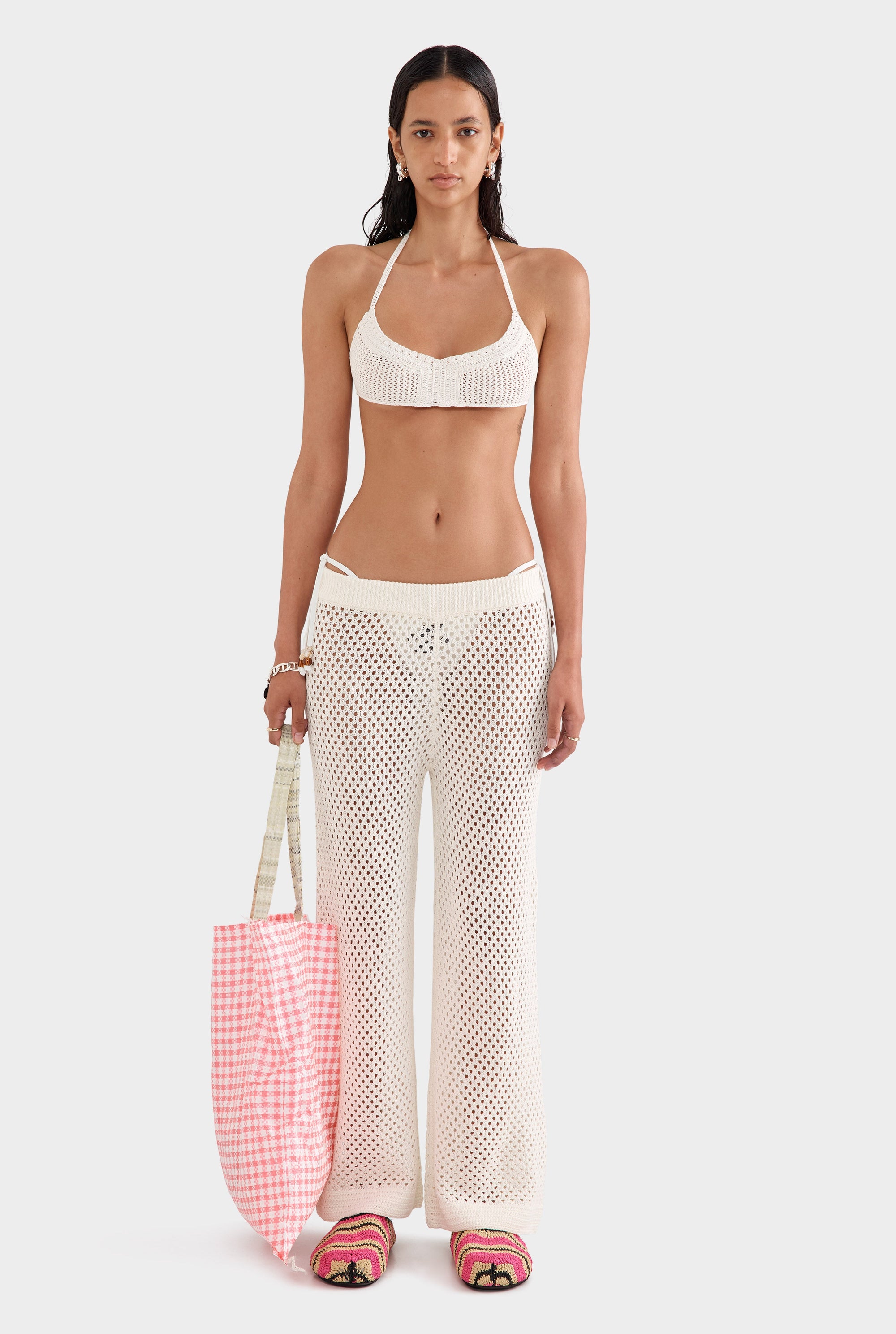 Cotton Crochet Pant - Cream