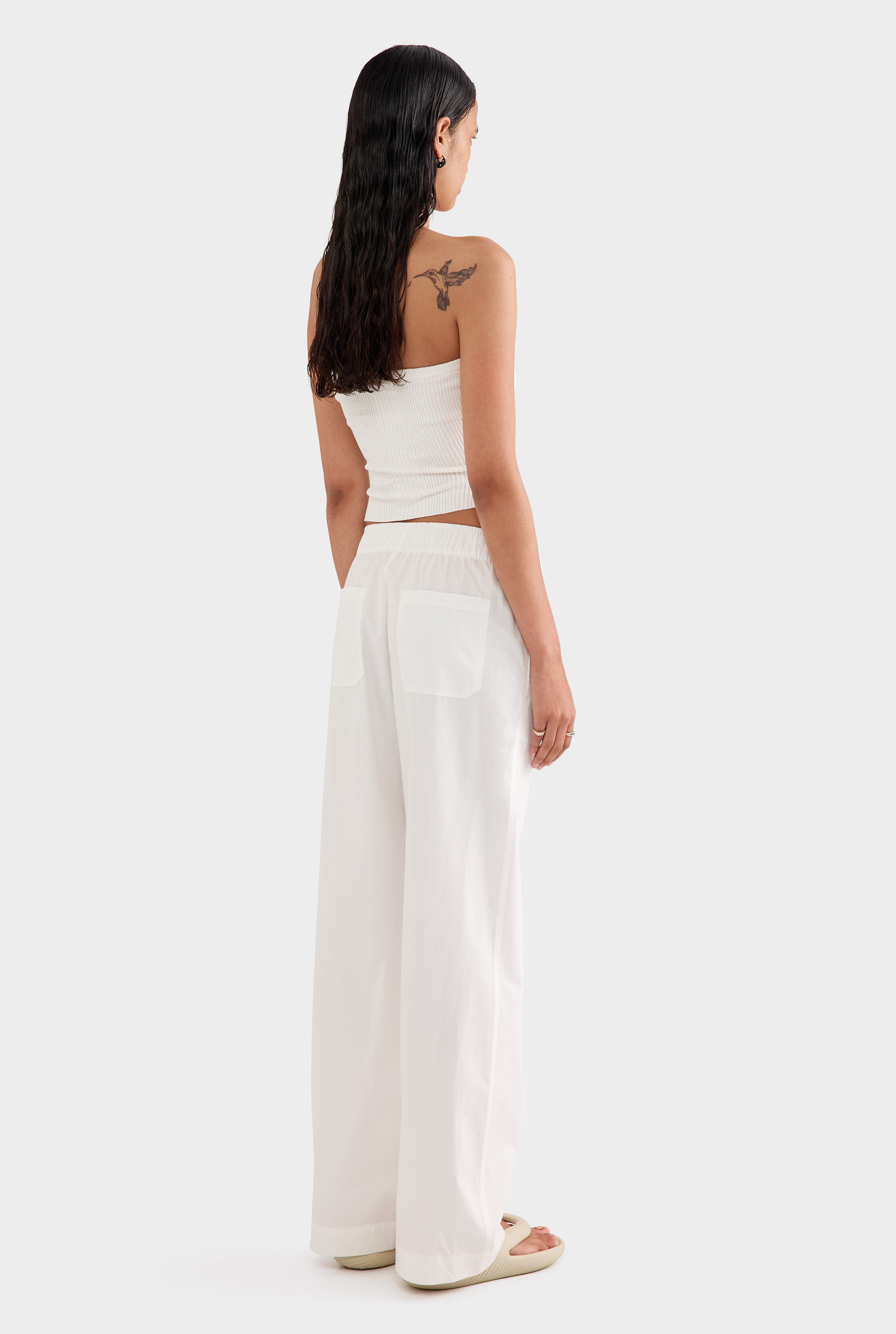 Cotton Poplin Pant - White