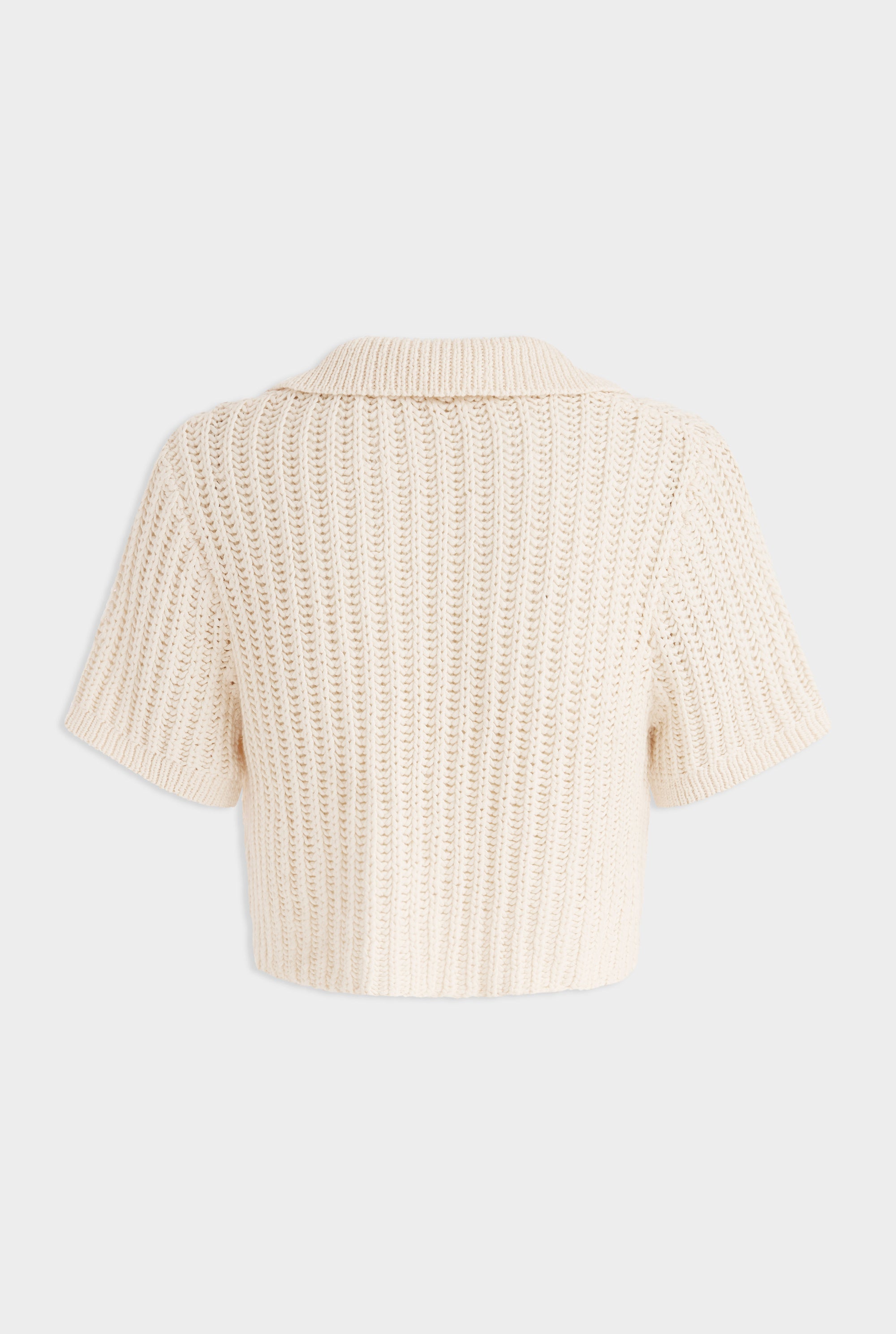 Crochet Cropped Polo - Off White