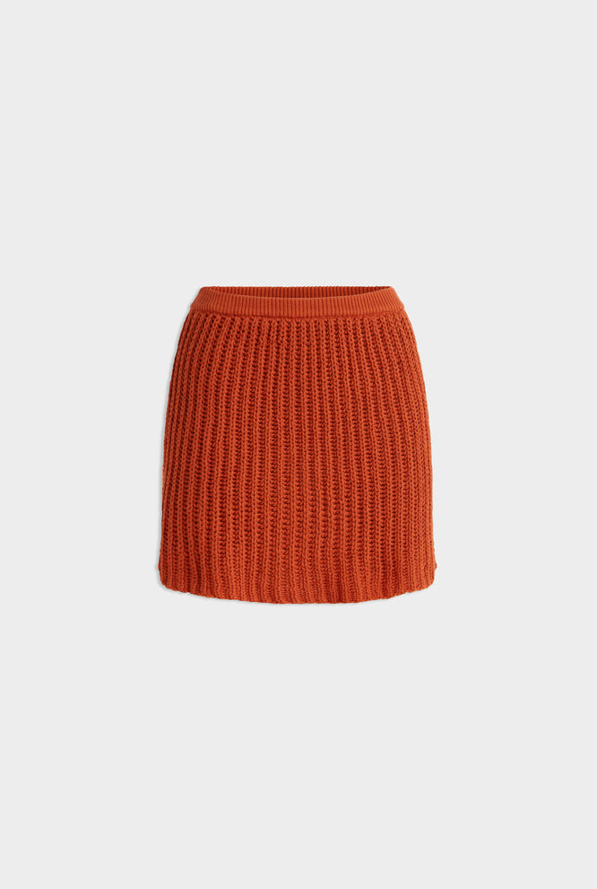 Crochet Mini Skirt - Brick