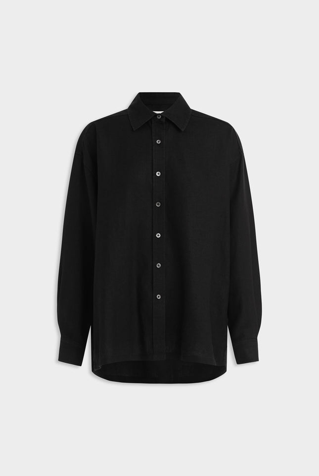 Oversized Linen Shirt - Black