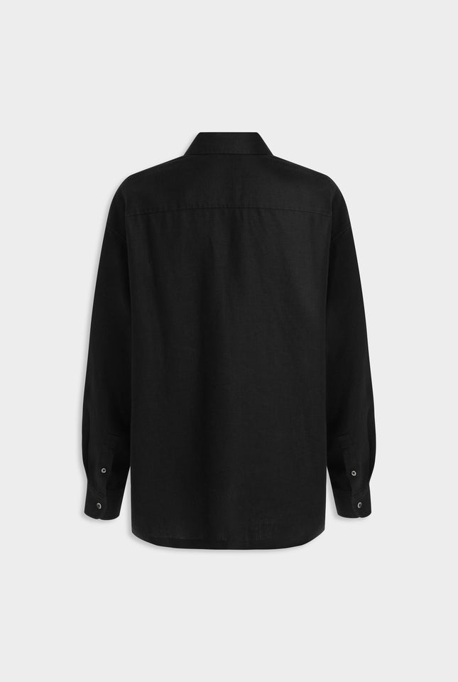 Oversized Linen Shirt - Black