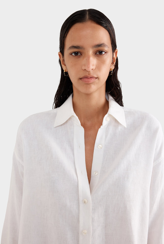 Oversized Linen Shirt - White