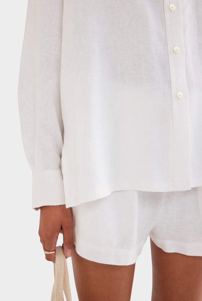 Oversized Linen Shirt - White