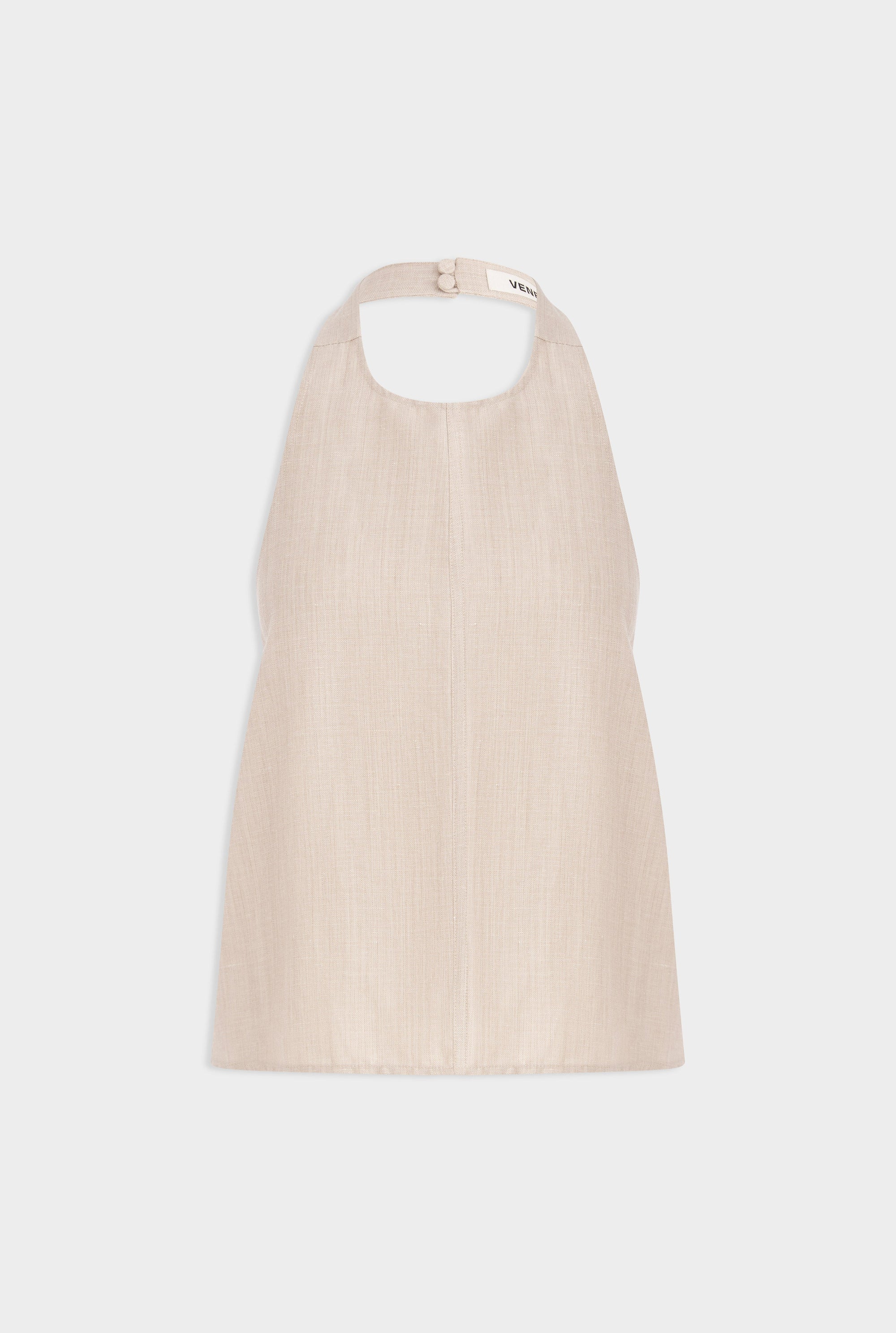 Linen Wool Tie Back Halter Top - Sand Marl