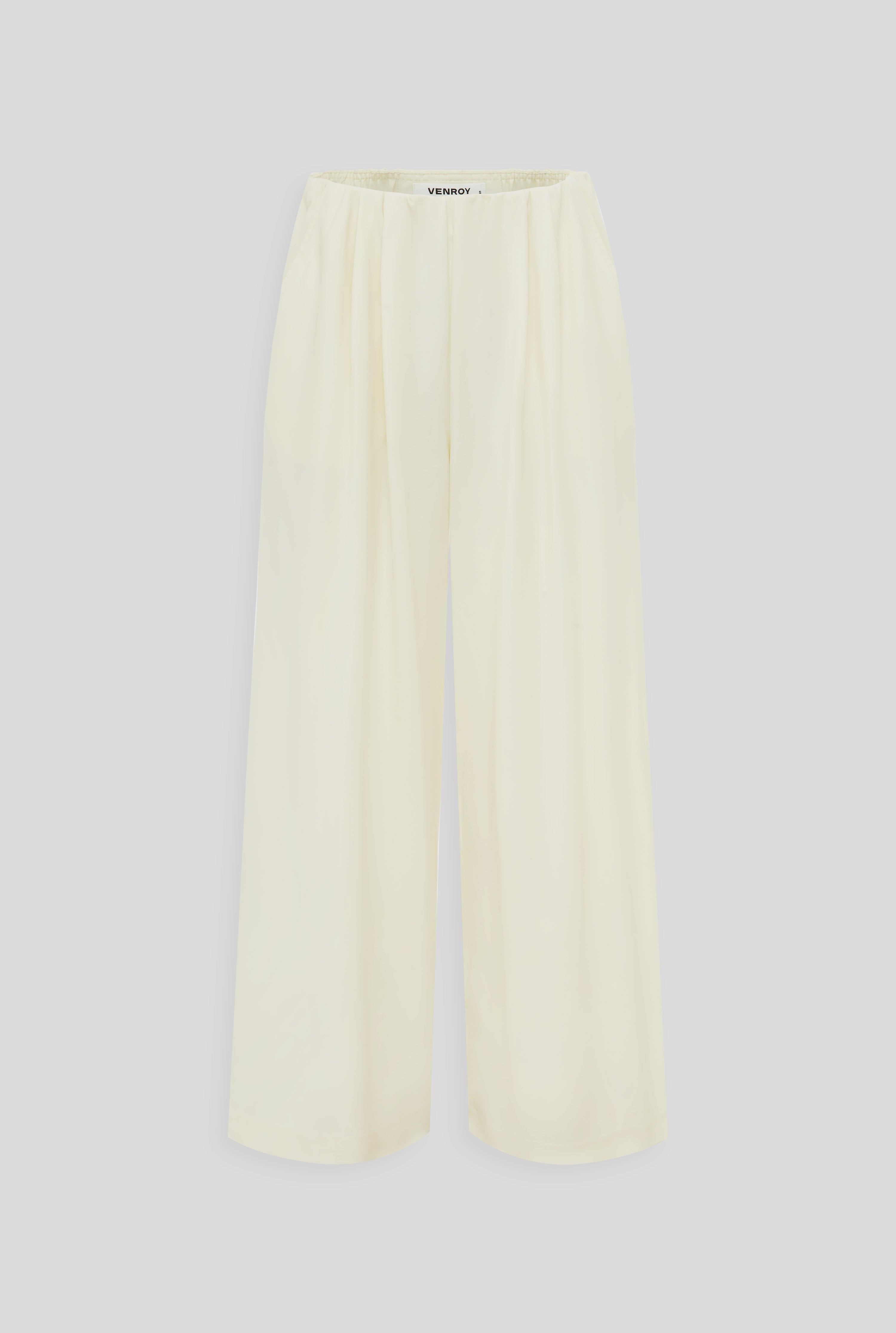 Relaxed Wool Wide Leg Trouser - Cream