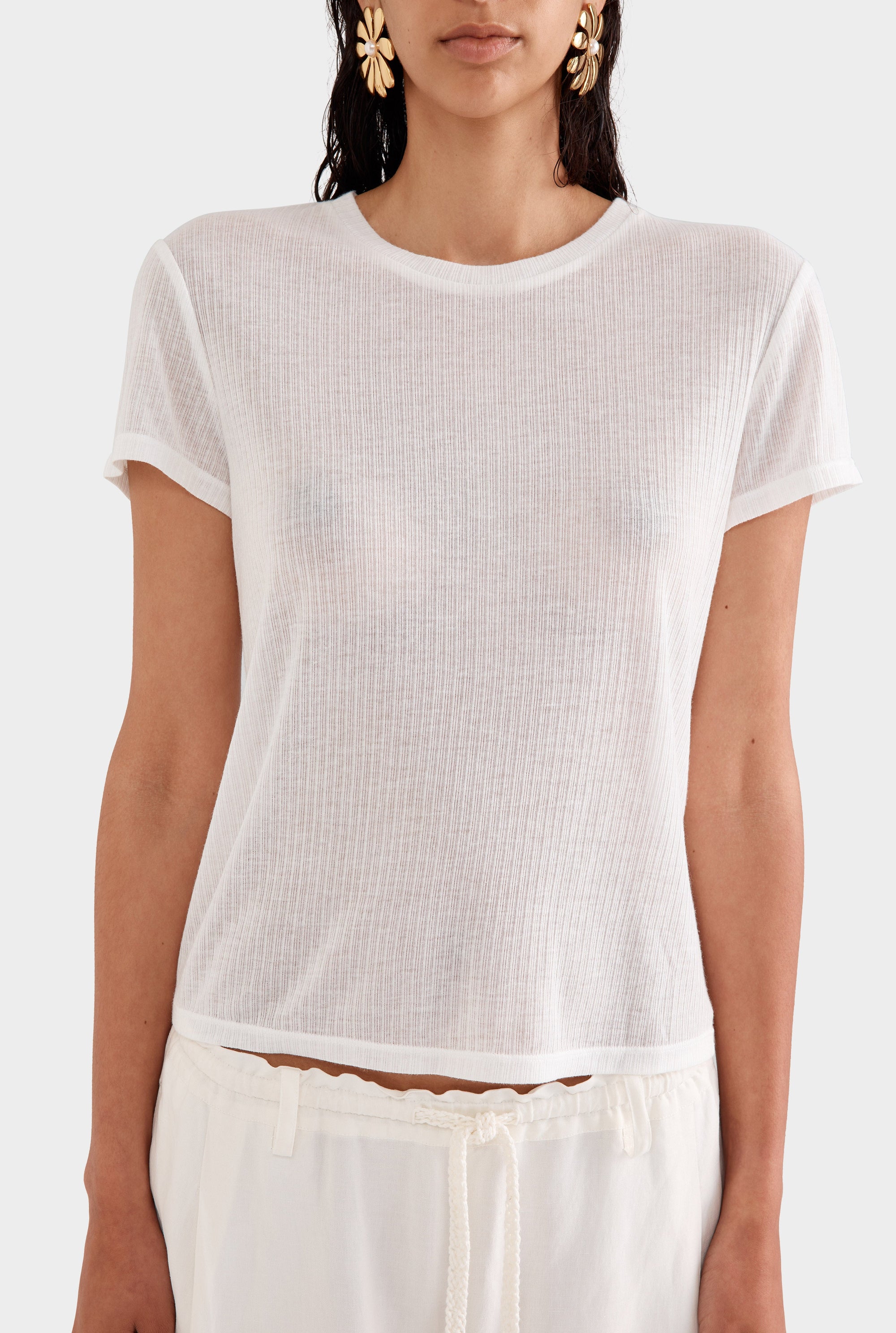 Ribbed Jersey Tee - White