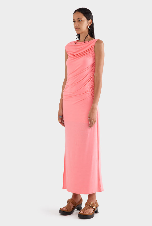 Ruched Jersey Dress - Dahlia Pink