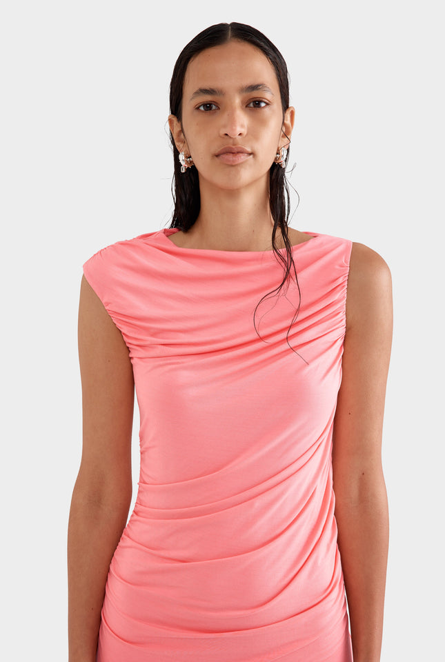 Ruched Jersey Dress - Dahlia Pink