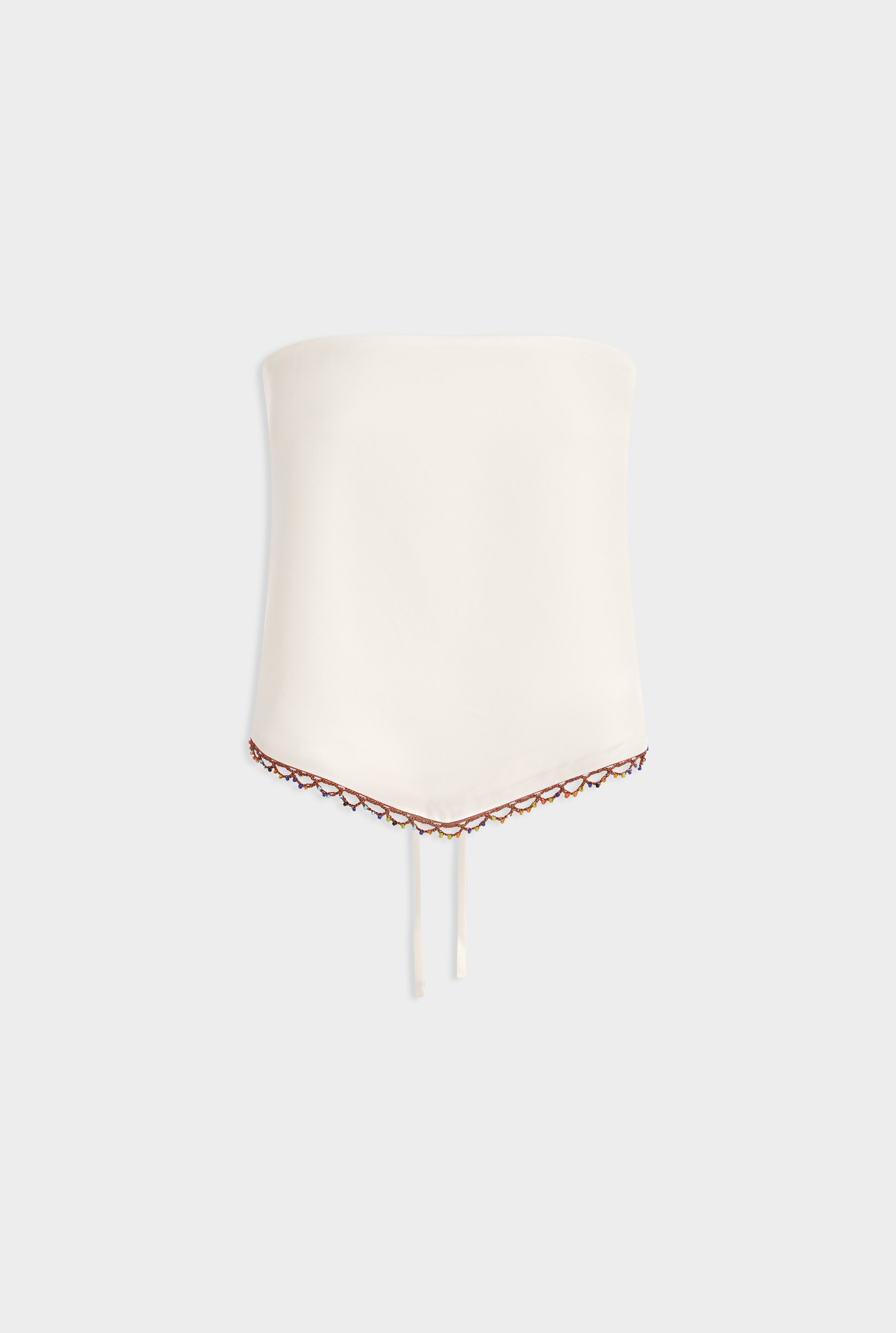 Silk Beaded Scarf Top - Cream