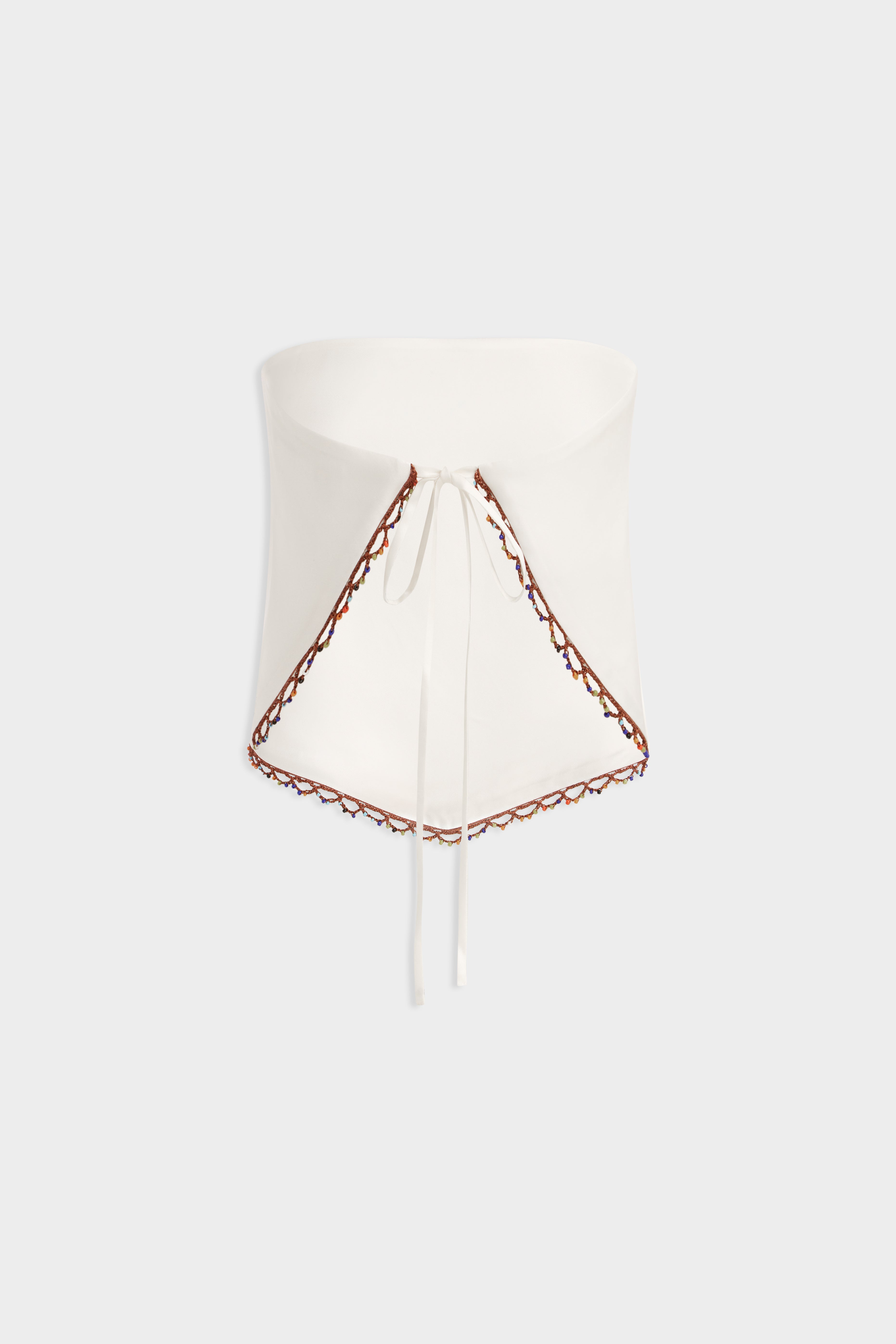 Silk Beaded Scarf Top - Cream