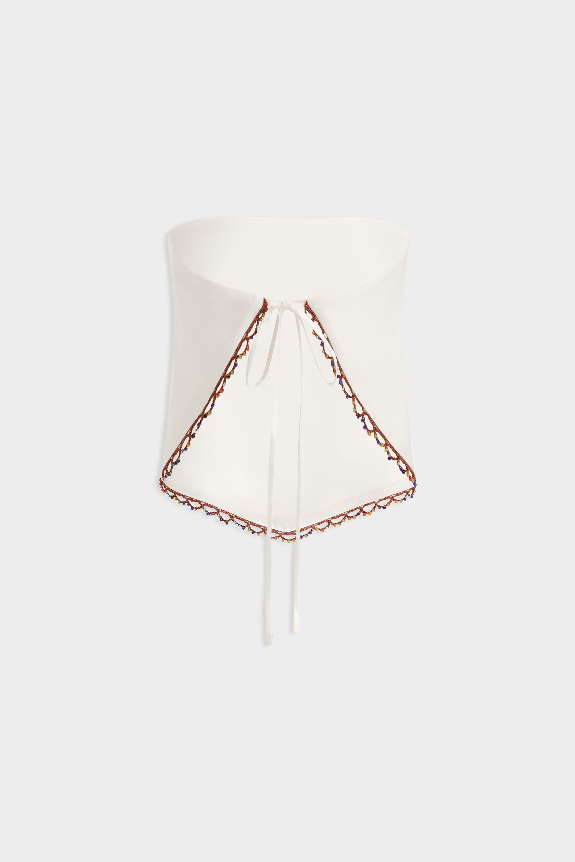 Silk Beaded Scarf Top - Cream