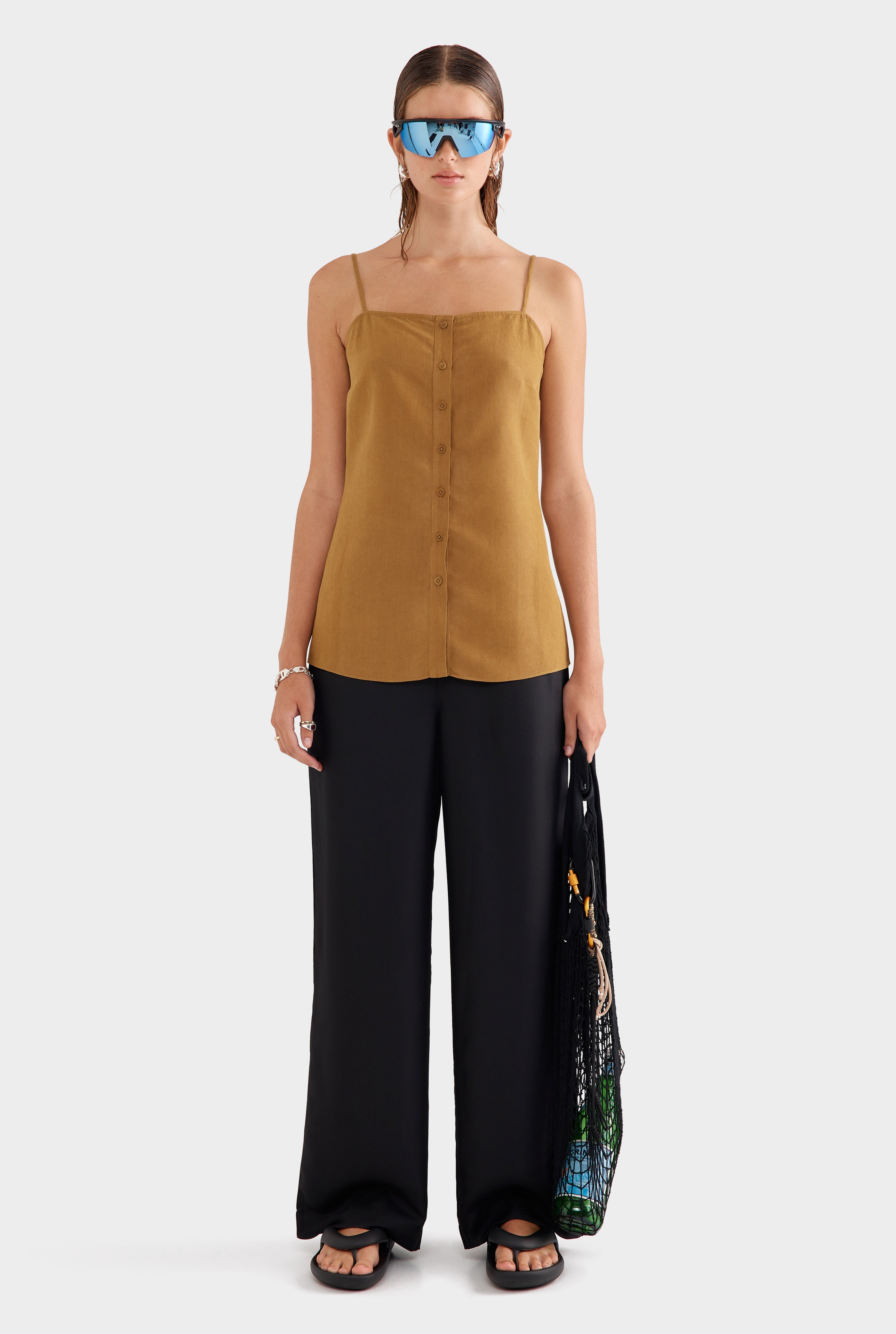 Silk Linen Cami - Bronze