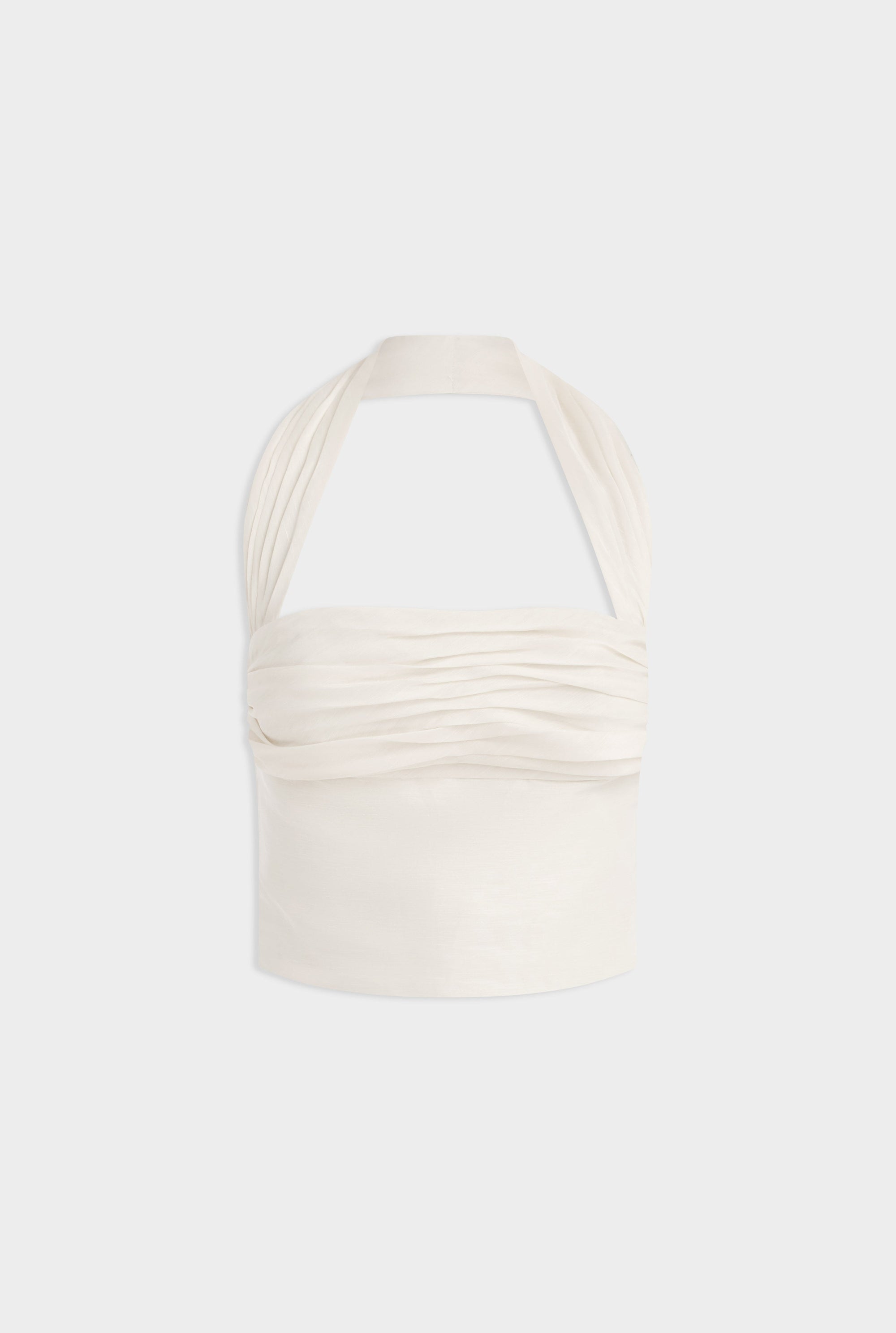 Silk Linen Halter Top - Off White