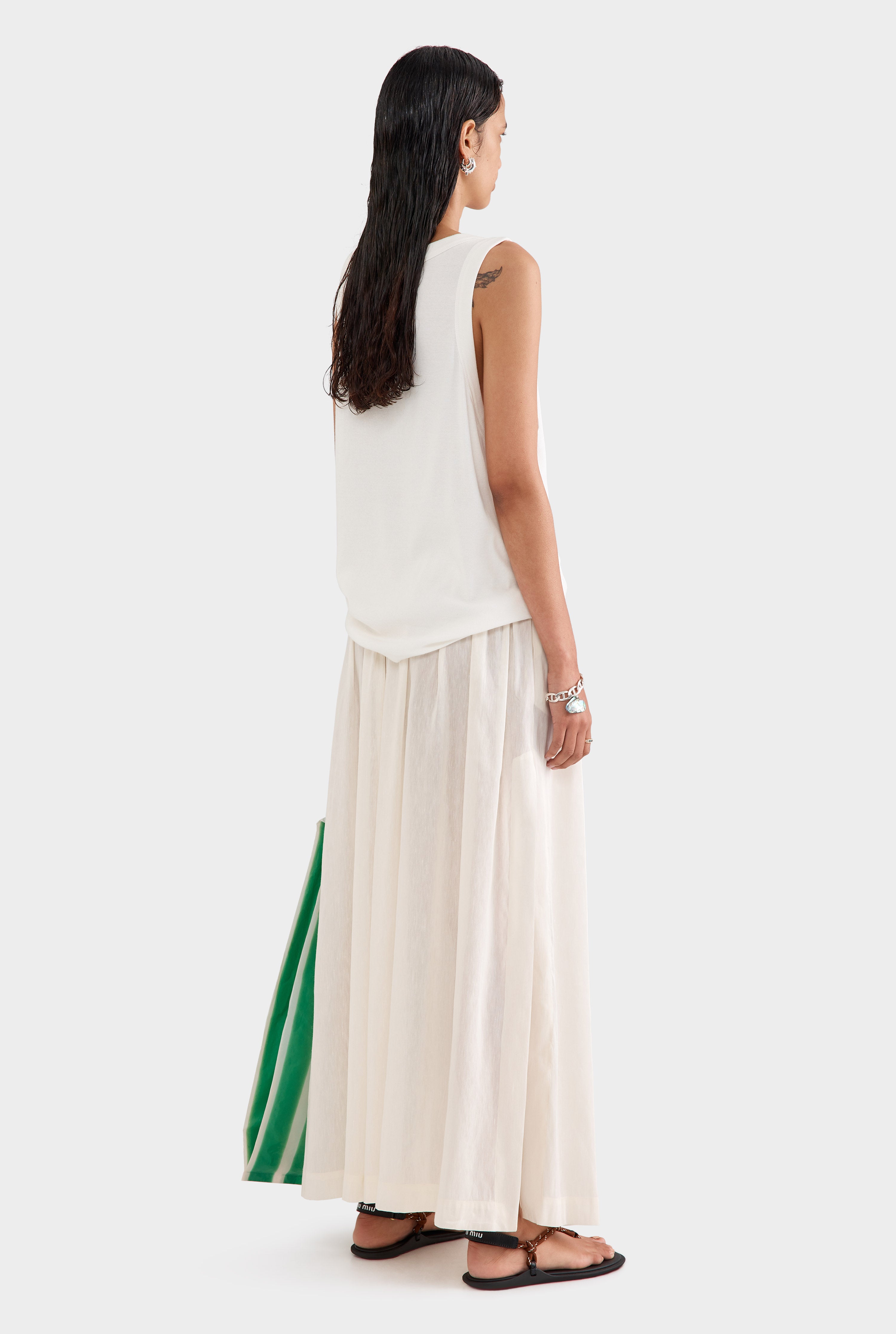 Silk Linen Maxi Skirt - Off White