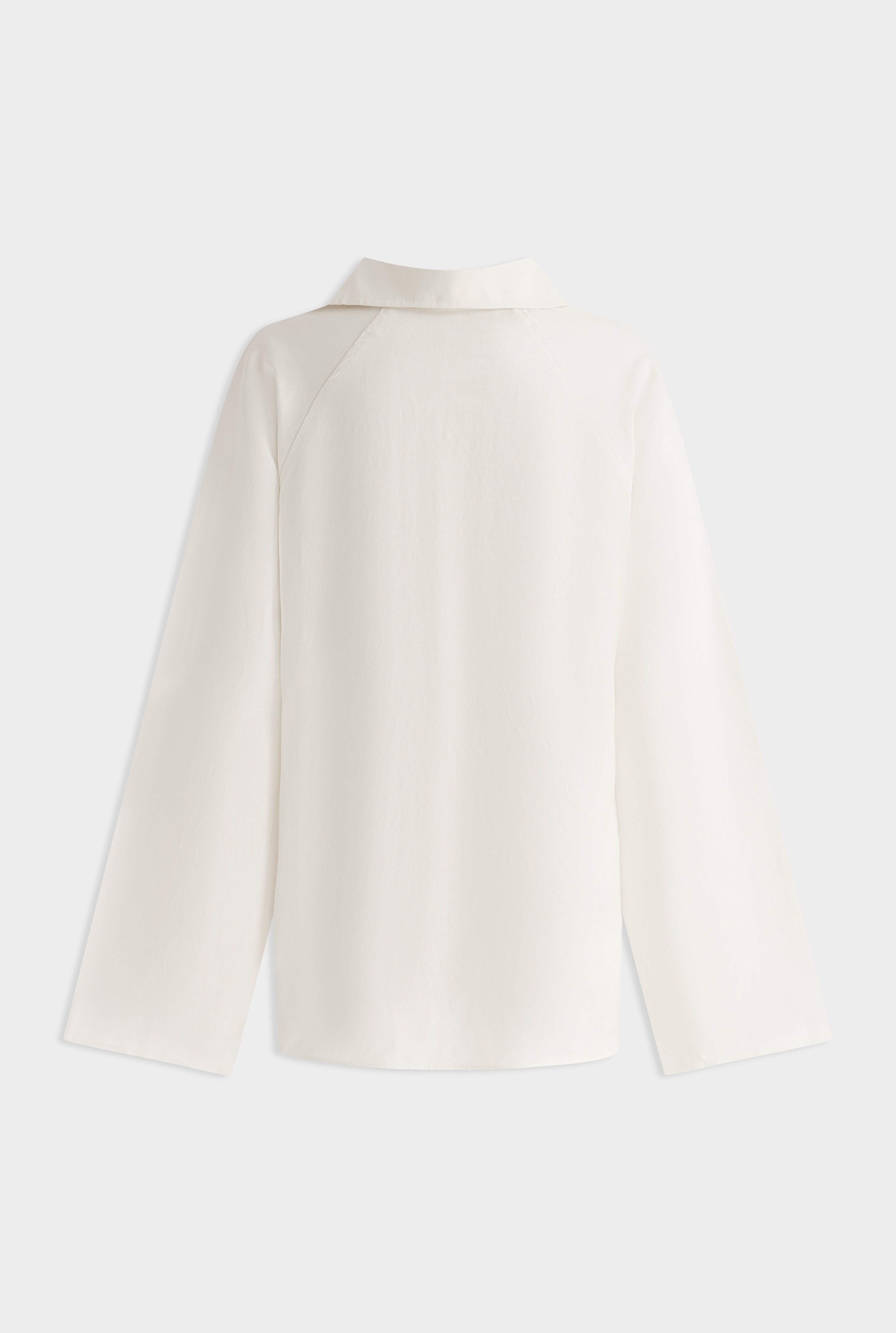 Silk Linen Plunge Shirt - Cream