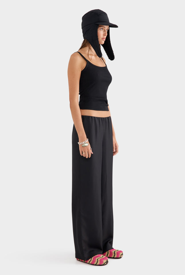 Thin Strap Rib Tank - Black