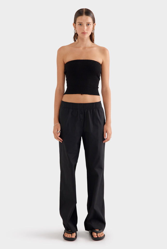 Cotton Poplin Pant - Black