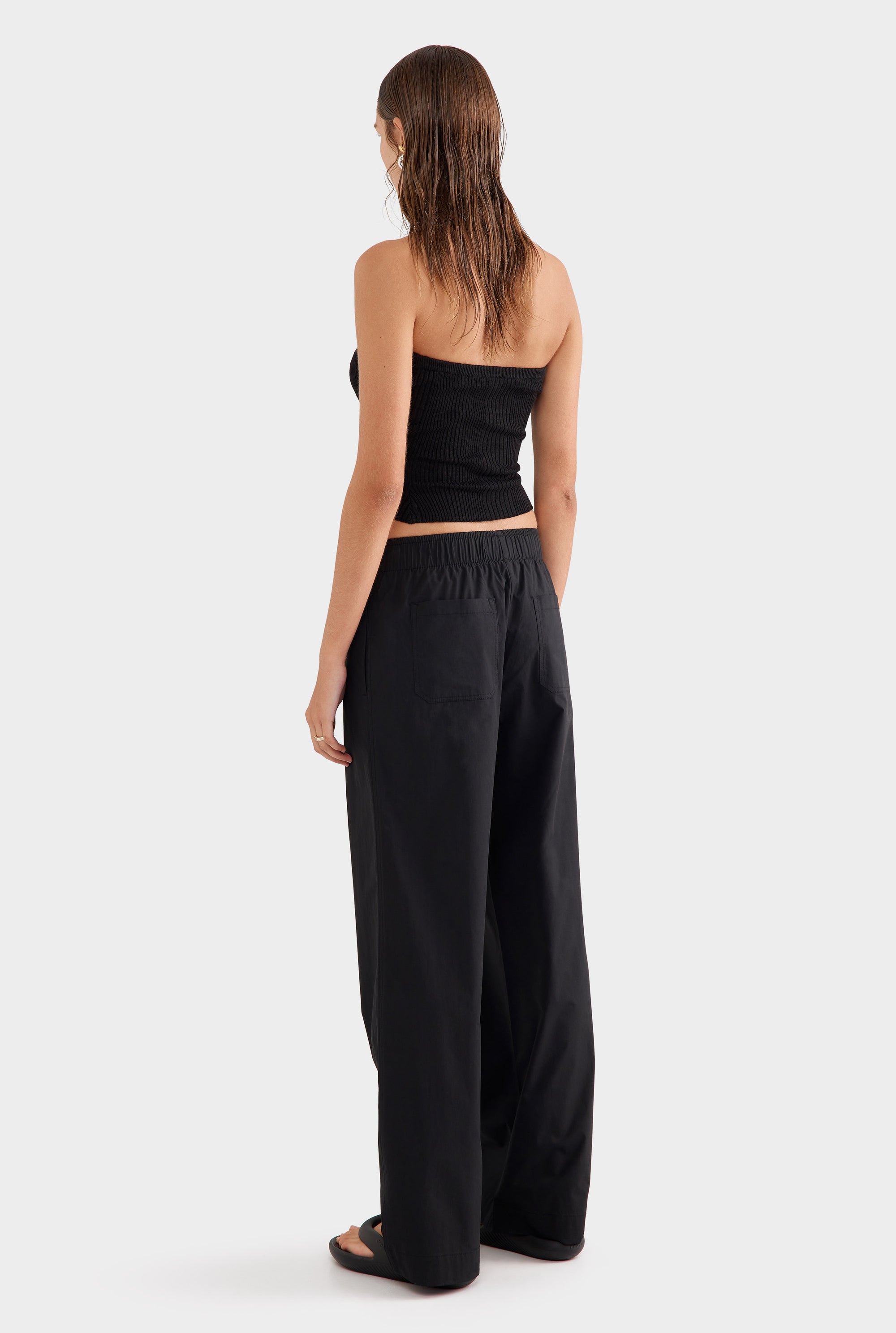 Strapless Linen Knit Top - Black