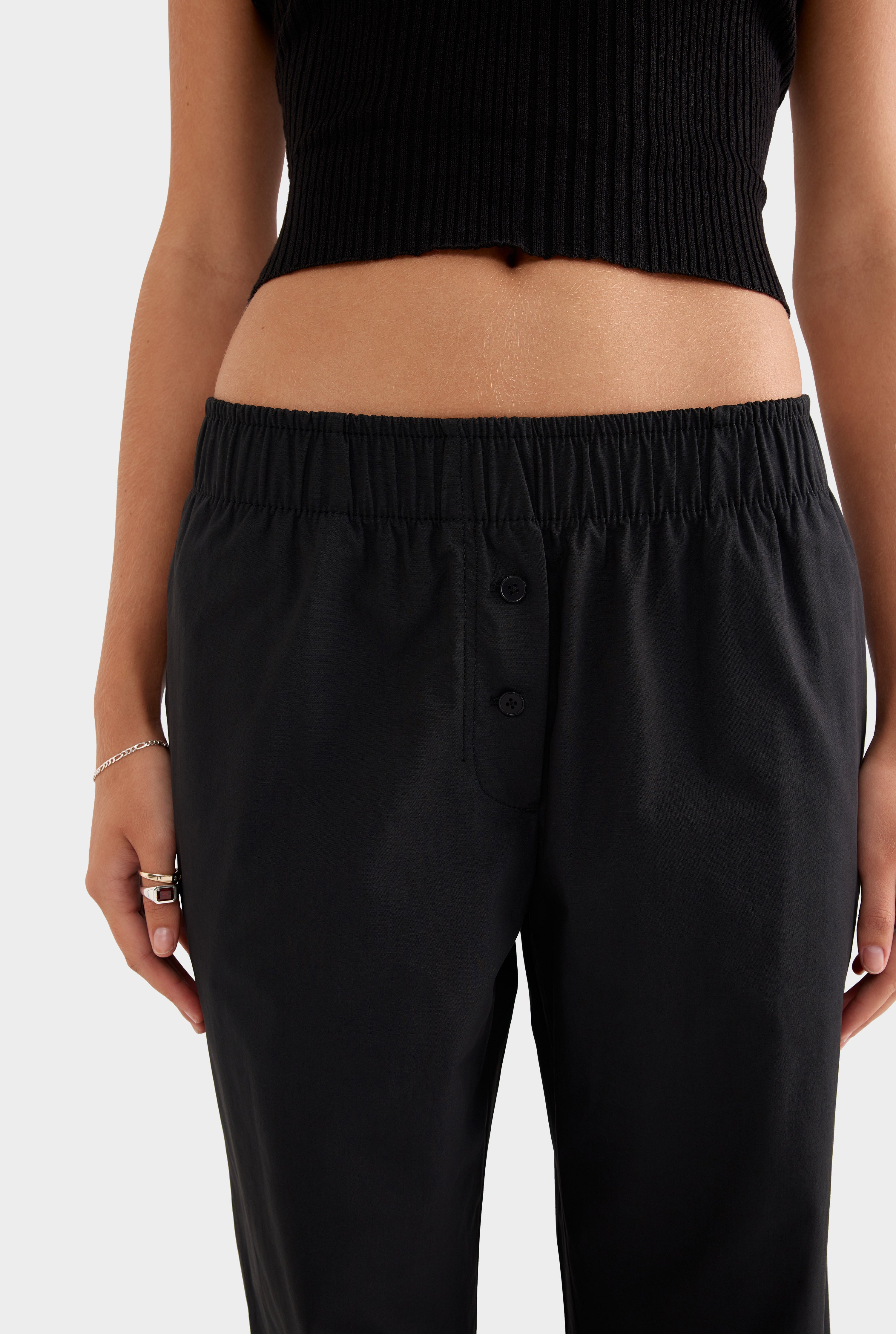 Cotton Poplin Pant - Black