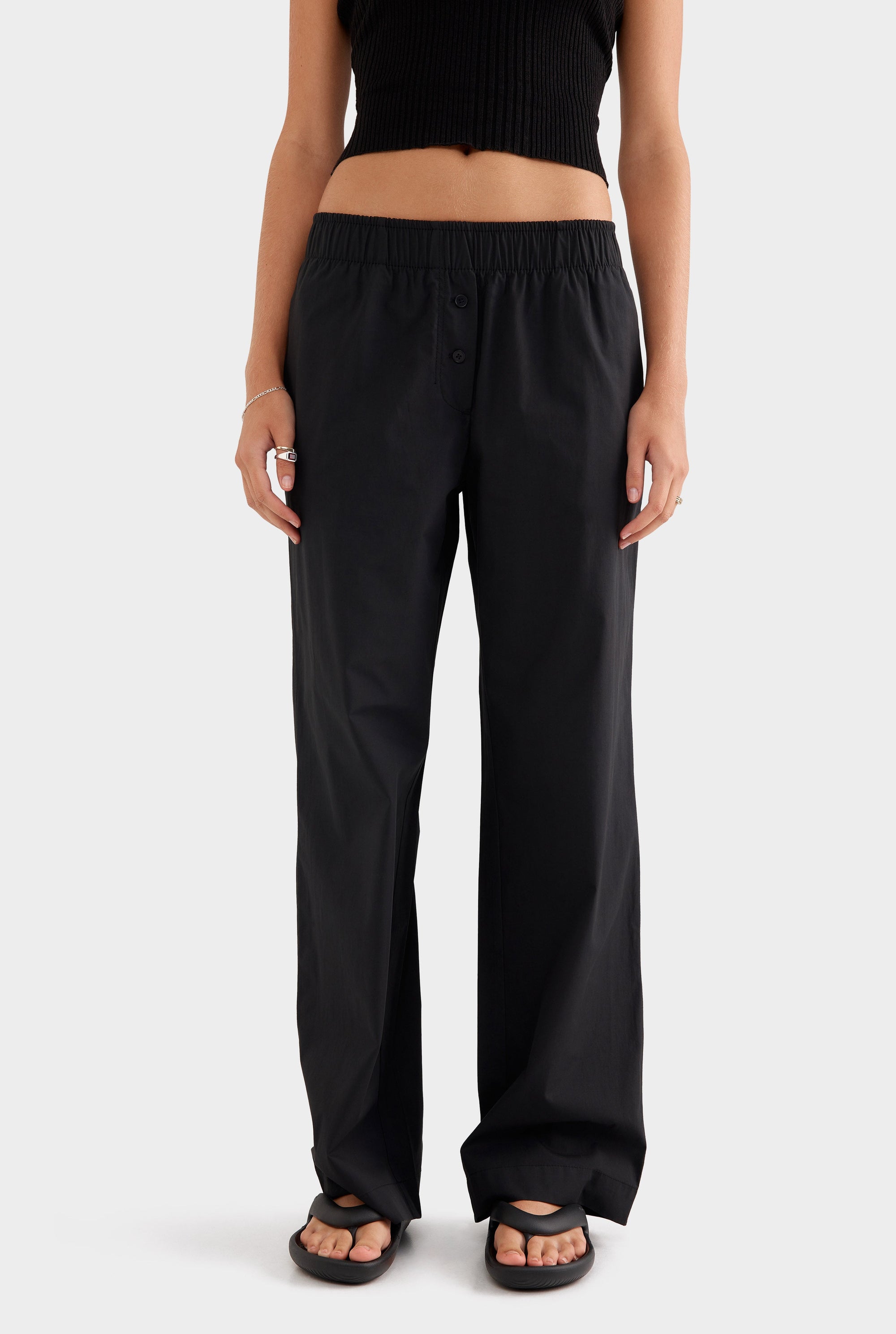 Cotton Poplin Pant - Black