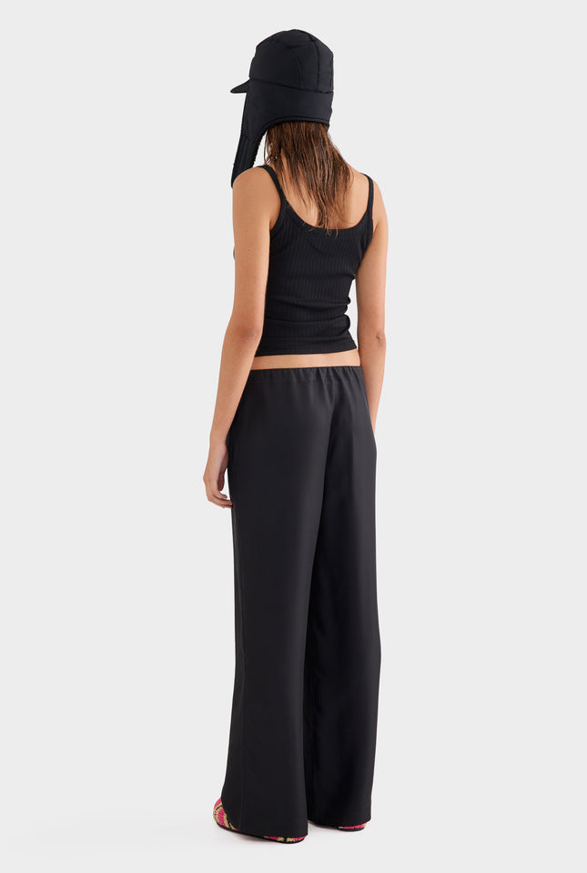 Thin Strap Rib Tank - Black