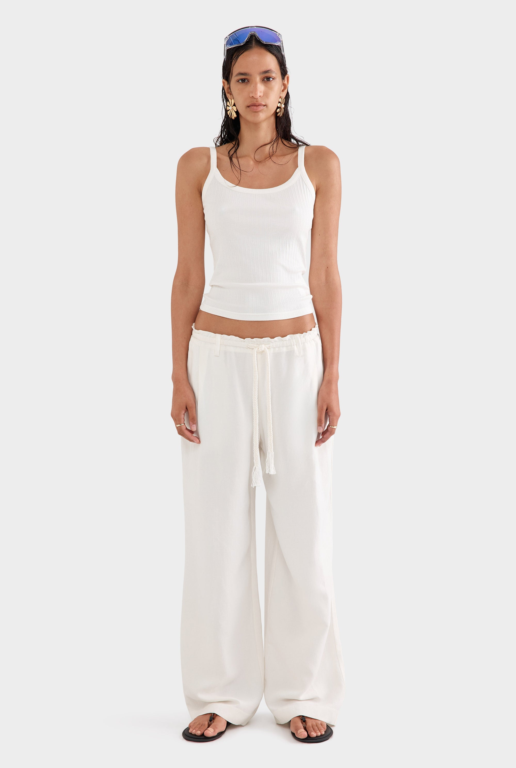 Thin Strap Rib Tank - Off White