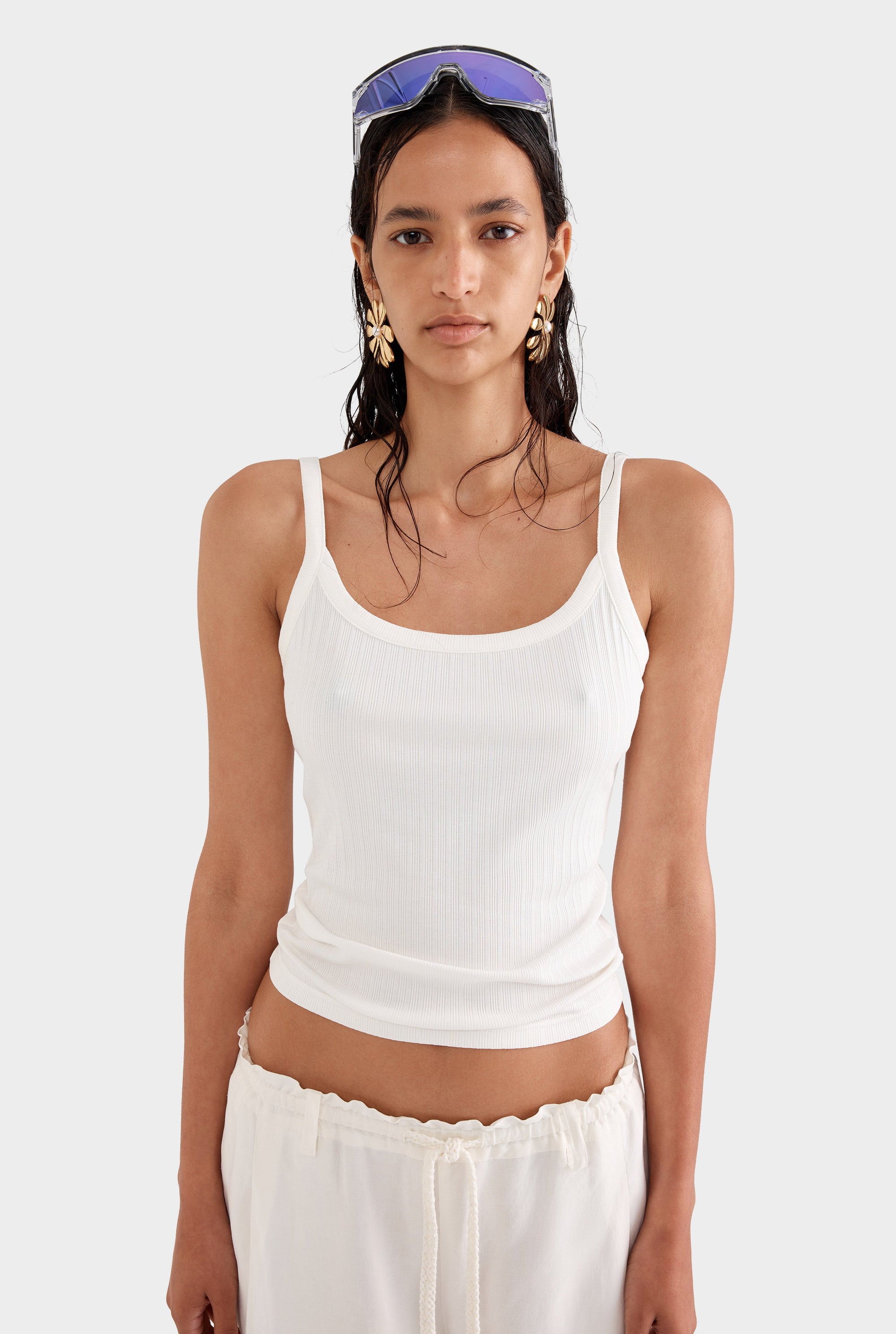 Thin Strap Rib Tank - Off White