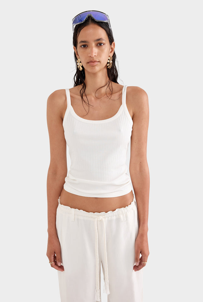 Thin Strap Rib Tank - Off White