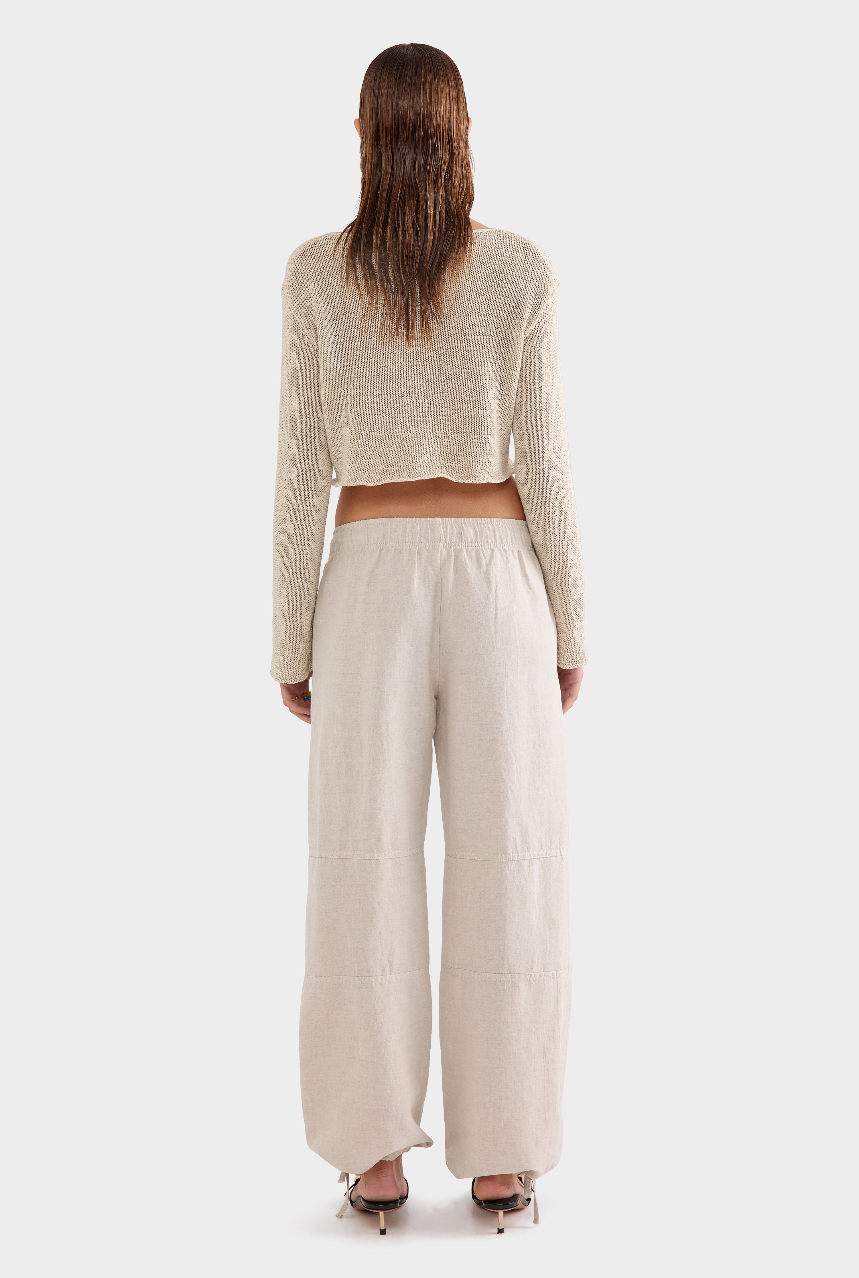 Wide Leg Panelled Pant - Sand