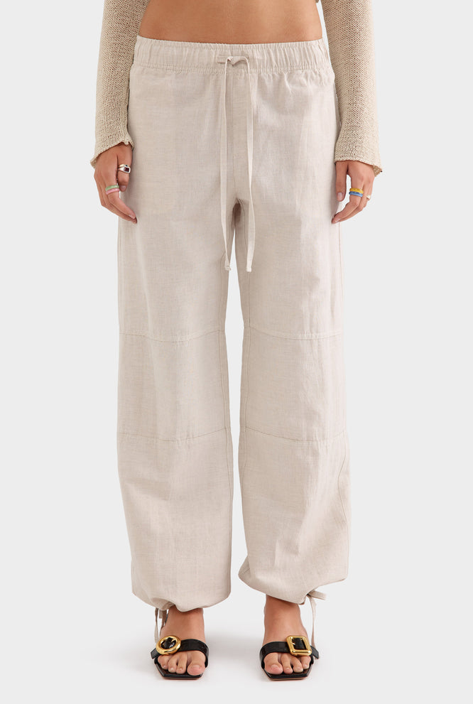 Wide Leg Panelled Pant - Sand