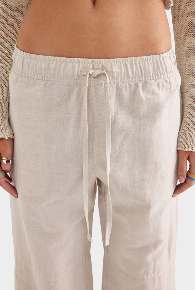 Wide Leg Panelled Pant - Sand