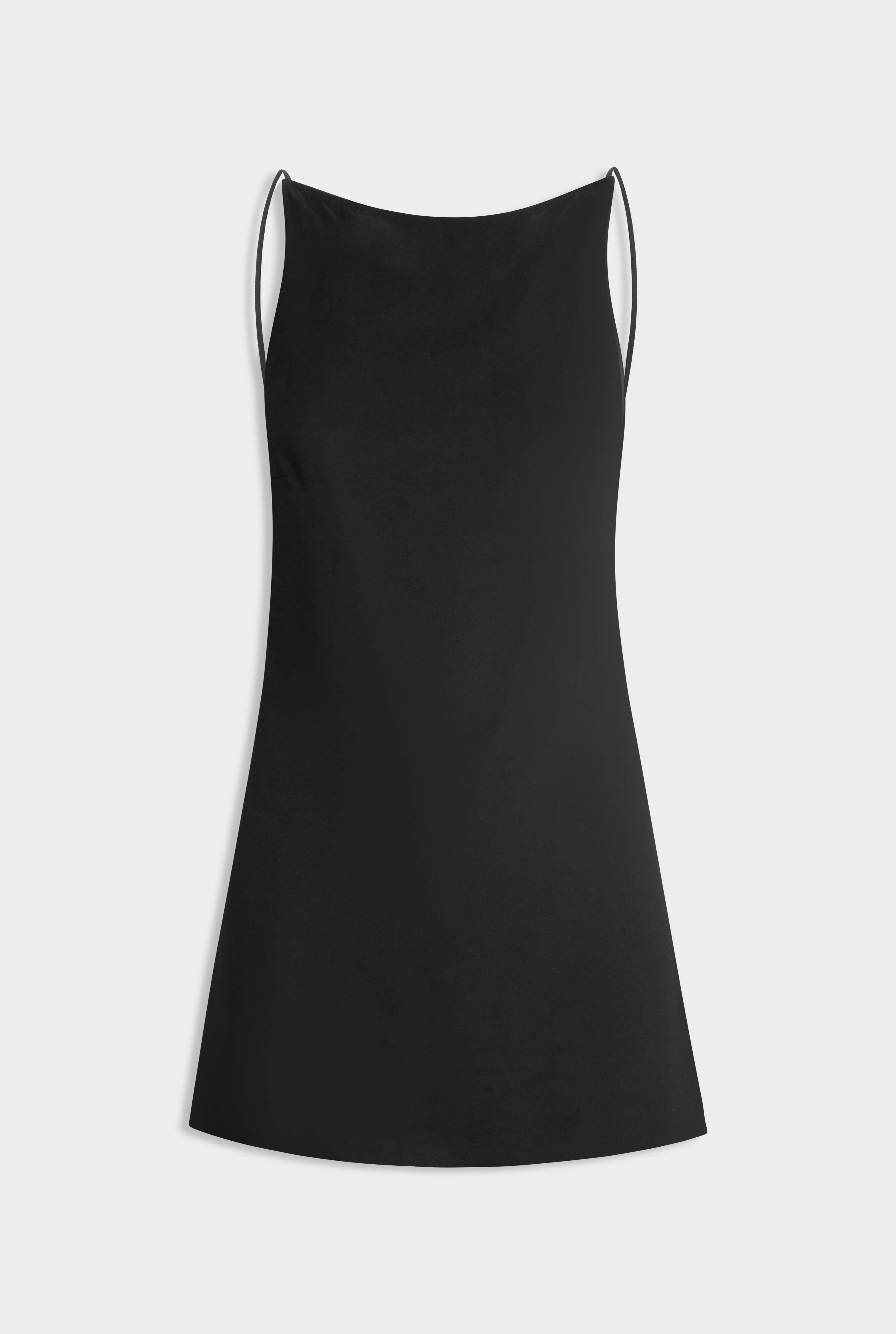 High Neck Cowl Back Dress -  Black