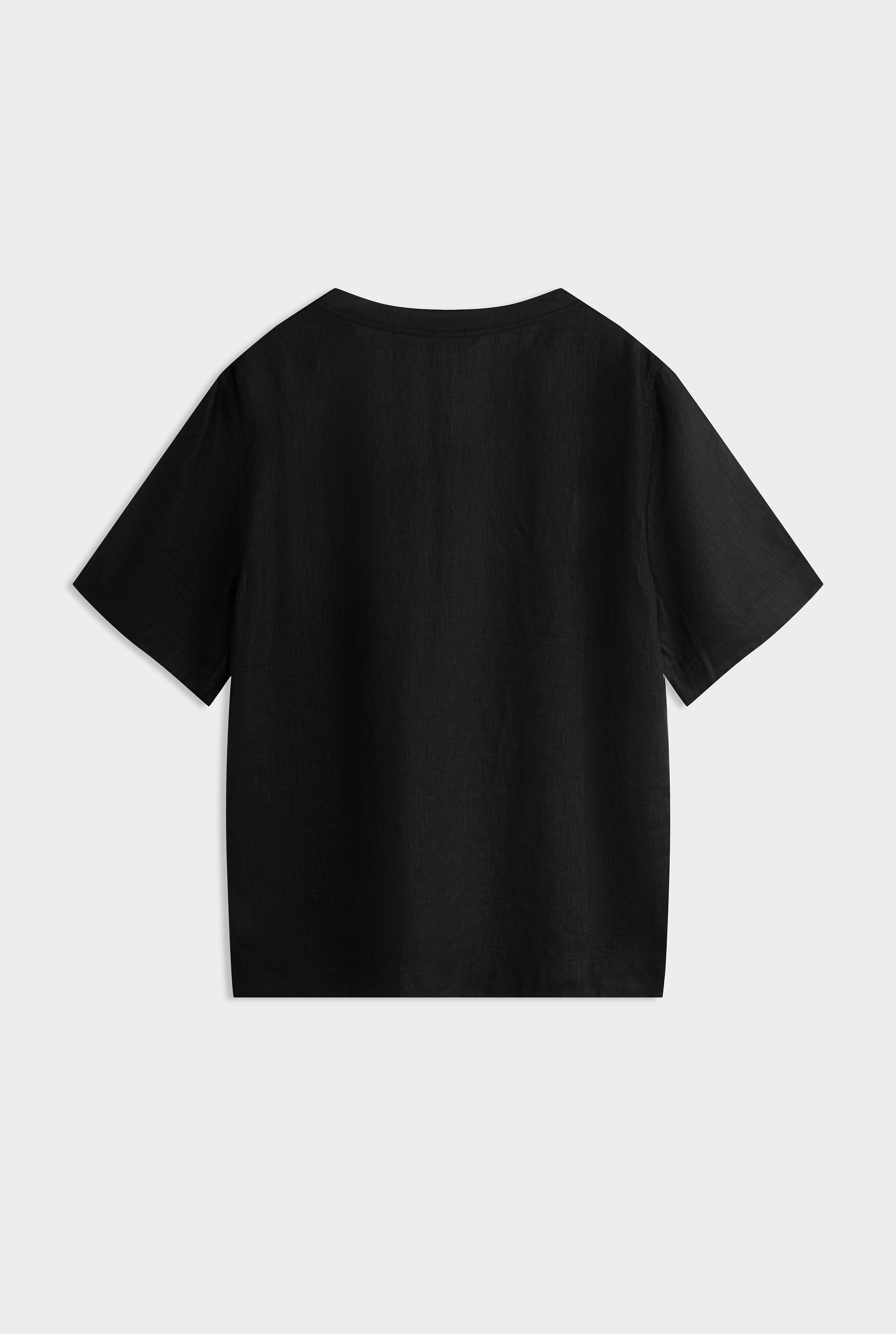 Woven Linen T-Shirt - Black