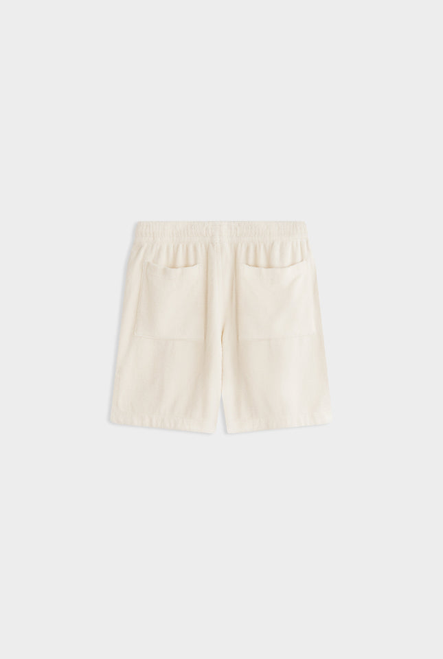 Woven Terry Hem Split Bermuda Short - Off White