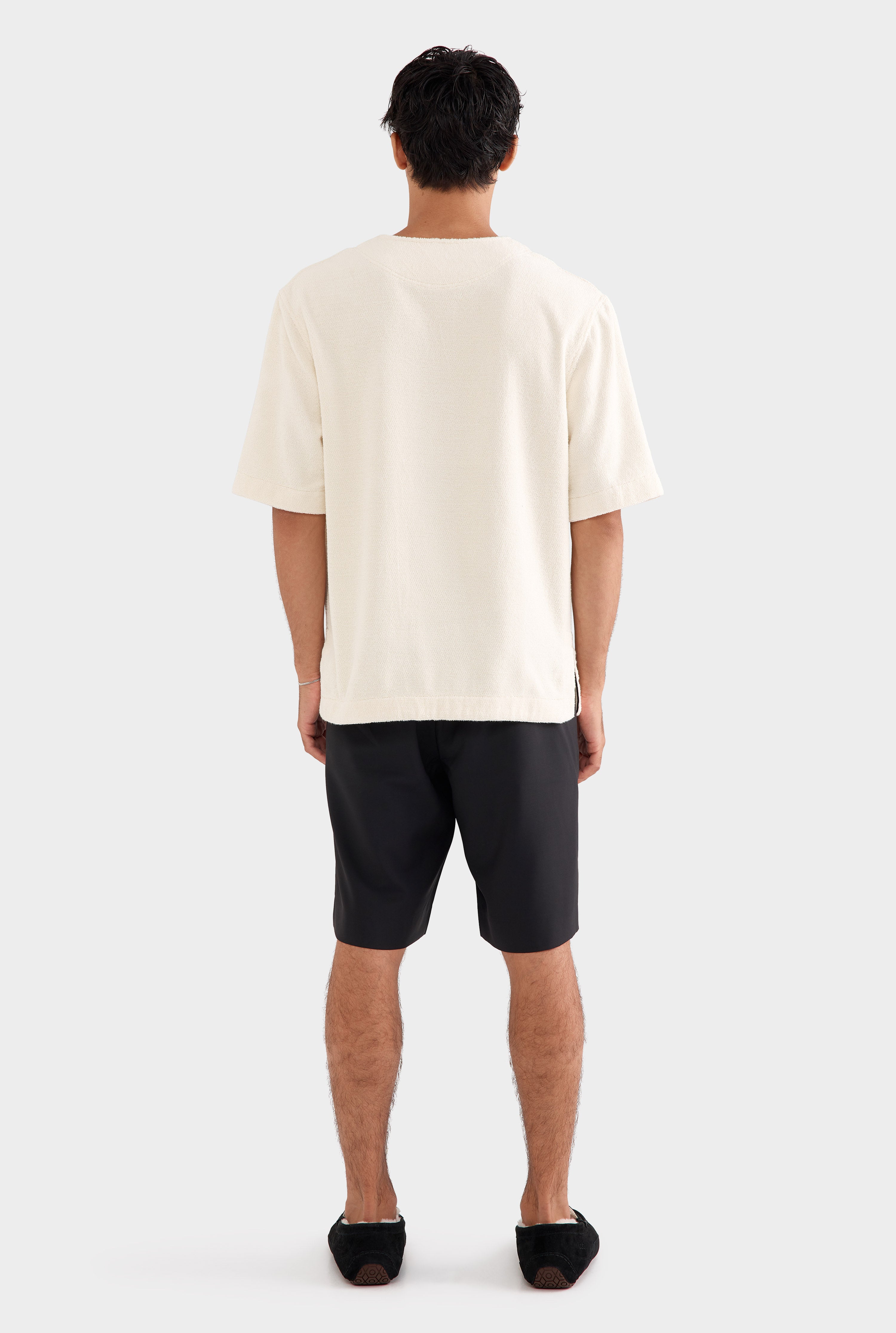 Woven Terry Relaxed Zip Up - Off White